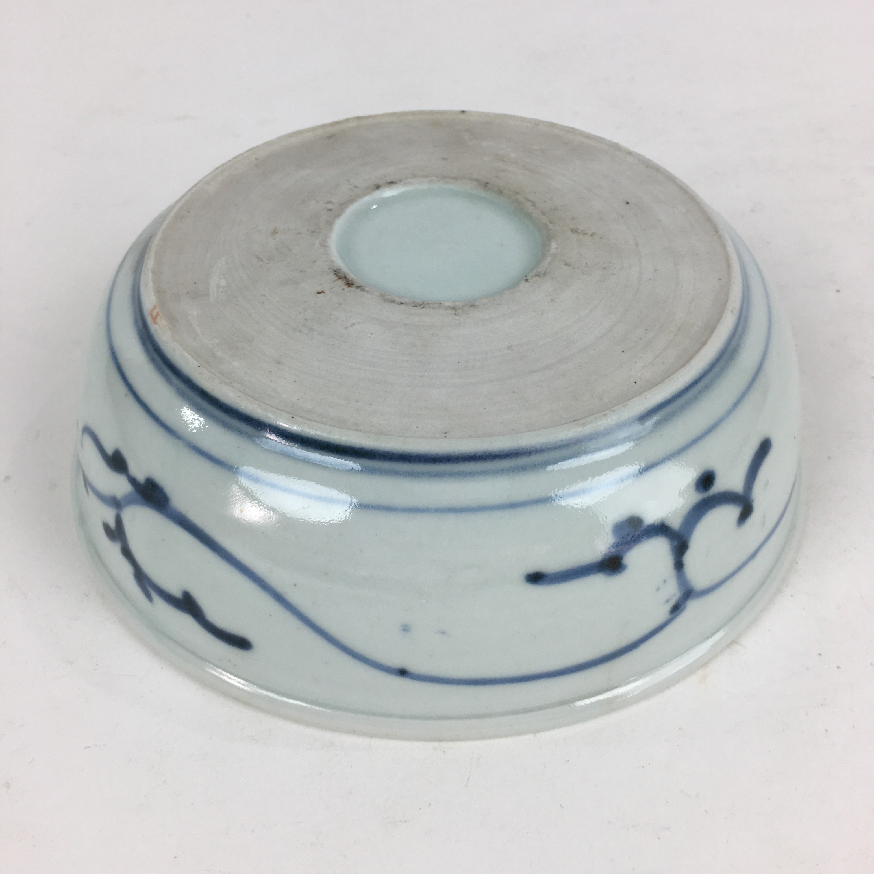Antique C1900 Japanese Porcelain Soup Bowl Blue Flower Sometsuke Pottery PY51