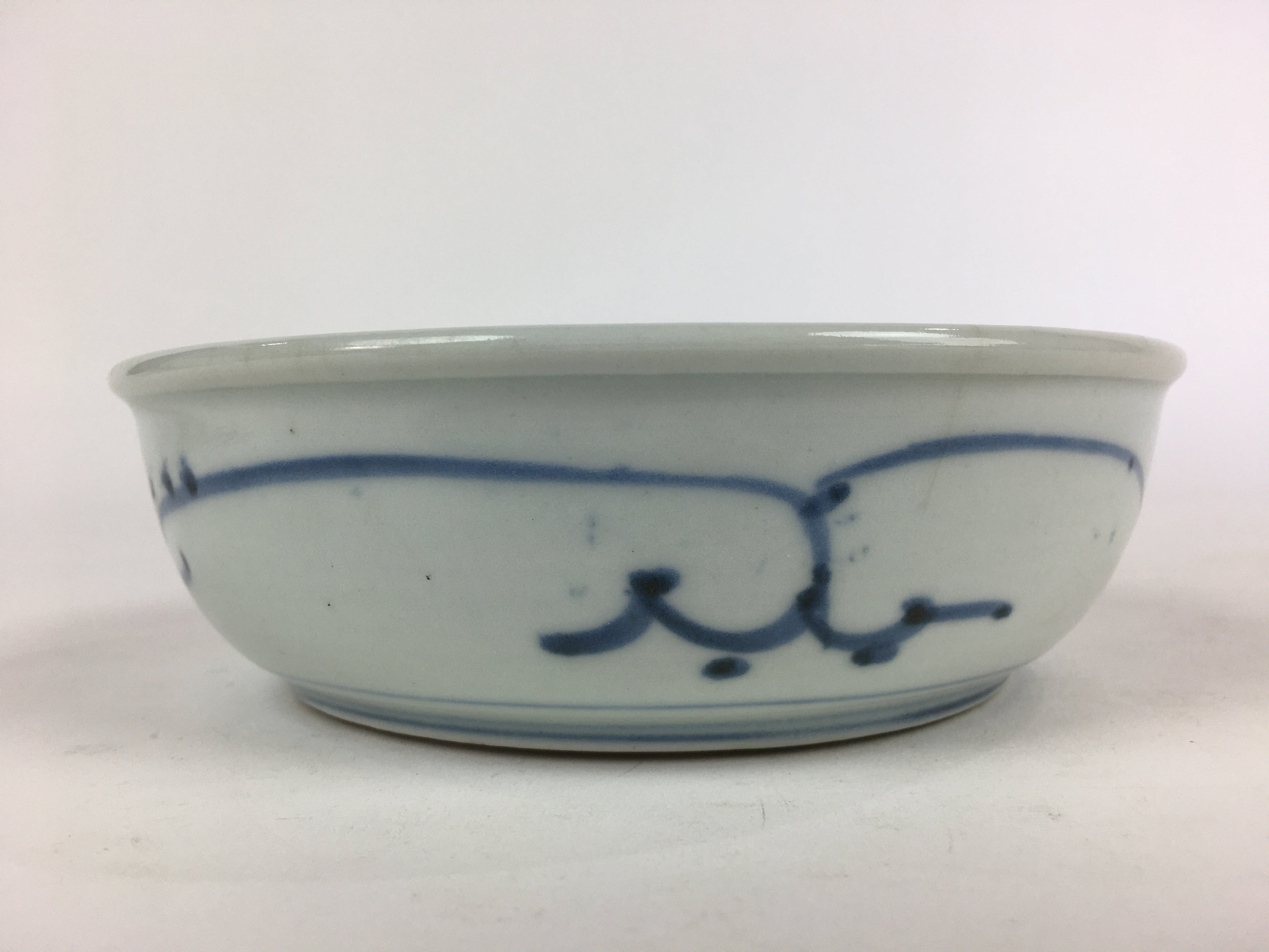Antique C1900 Japanese Porcelain Soup Bowl Blue Flower Sometsuke Pottery PY51
