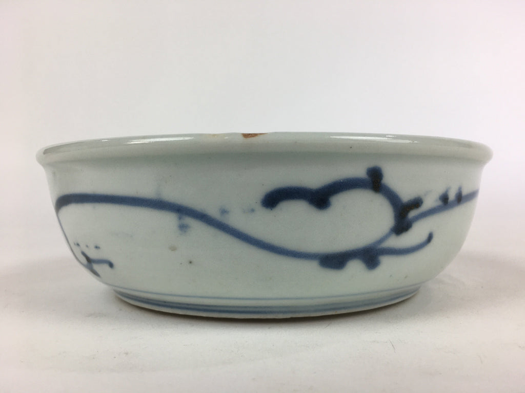 Antique C1900 Japanese Porcelain Soup Bowl Blue Flower Sometsuke Pottery PY51