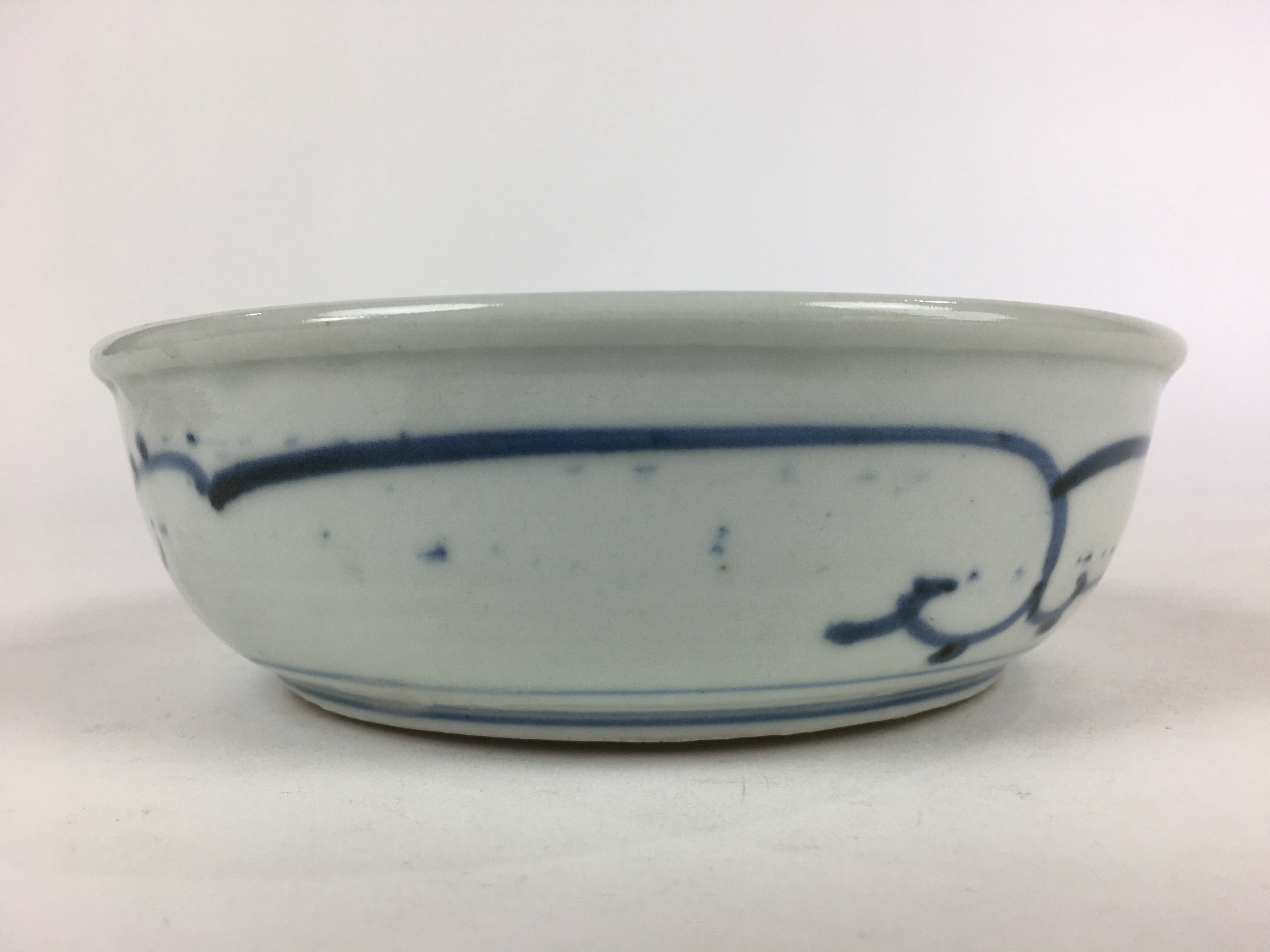 Antique C1900 Japanese Porcelain Soup Bowl Blue Flower Sometsuke Pottery PY51