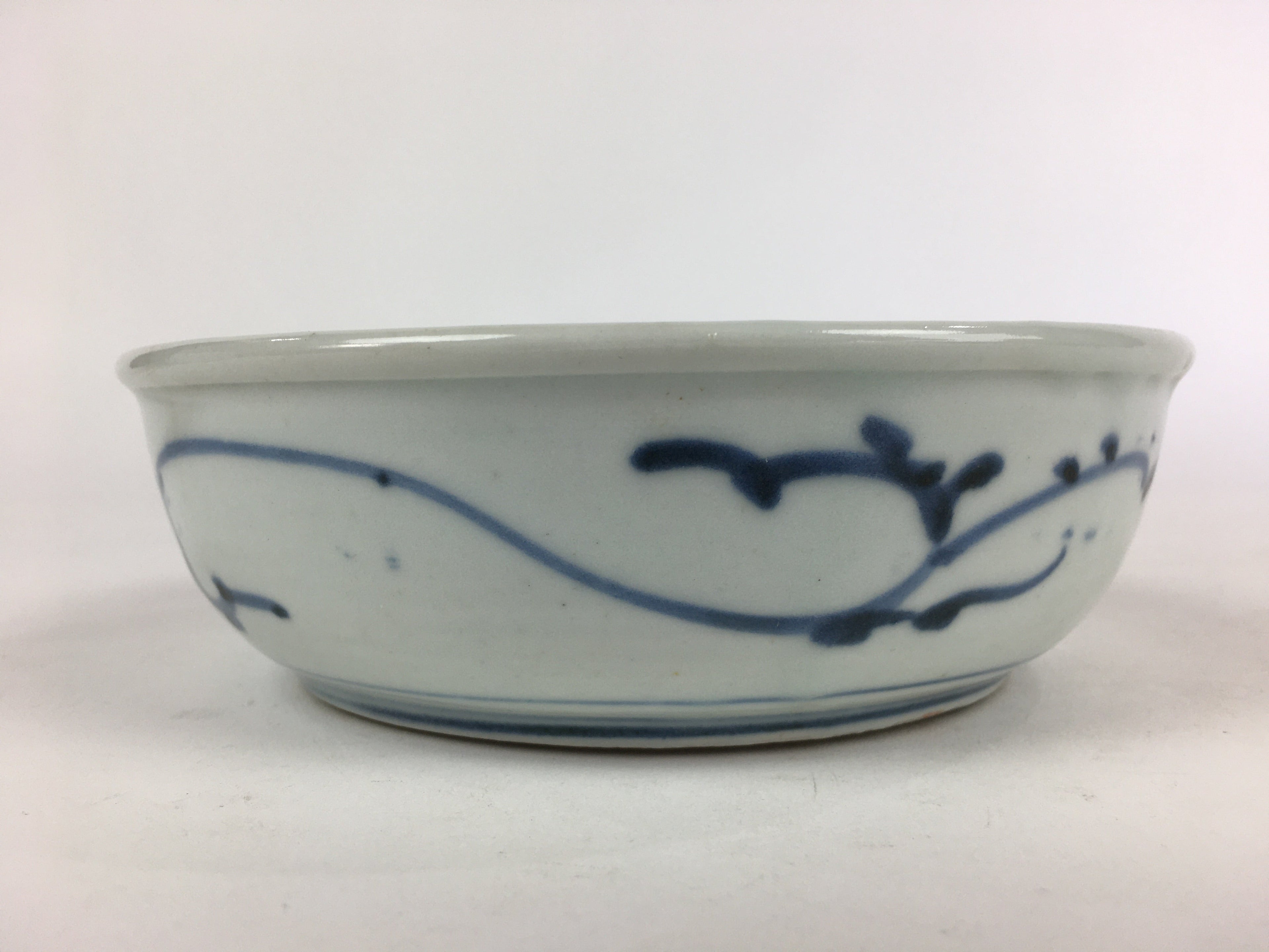 Antique C1900 Japanese Porcelain Soup Bowl Blue Flower Sometsuke Pottery PY51
