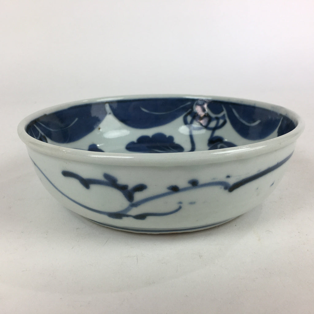 Antique C1900 Japanese Porcelain Soup Bowl Blue Flower Sometsuke Pottery PY51