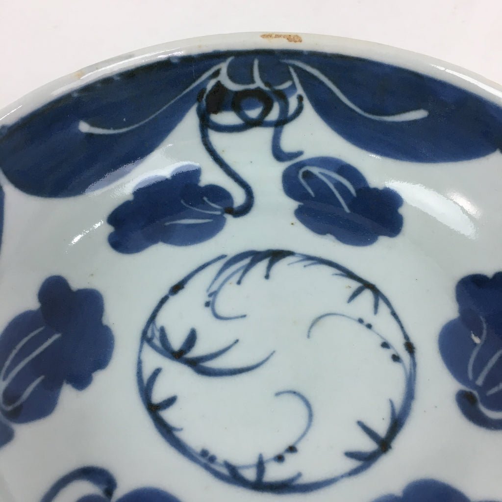 Antique C1900 Japanese Porcelain Soup Bowl Blue Flower Sometsuke Pottery PY52