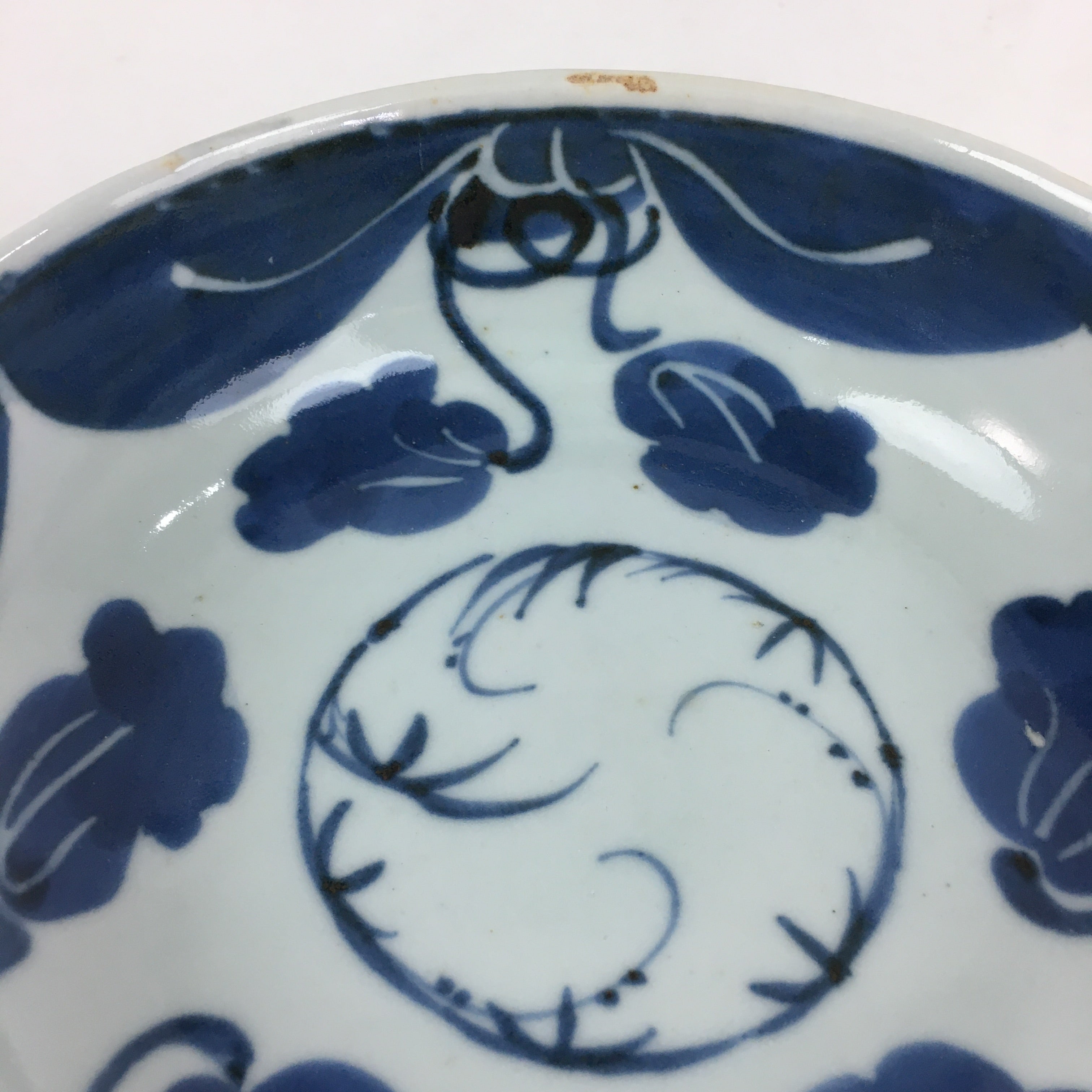 Antique C1900 Japanese Porcelain Soup Bowl Blue Flower Sometsuke Pottery PY52