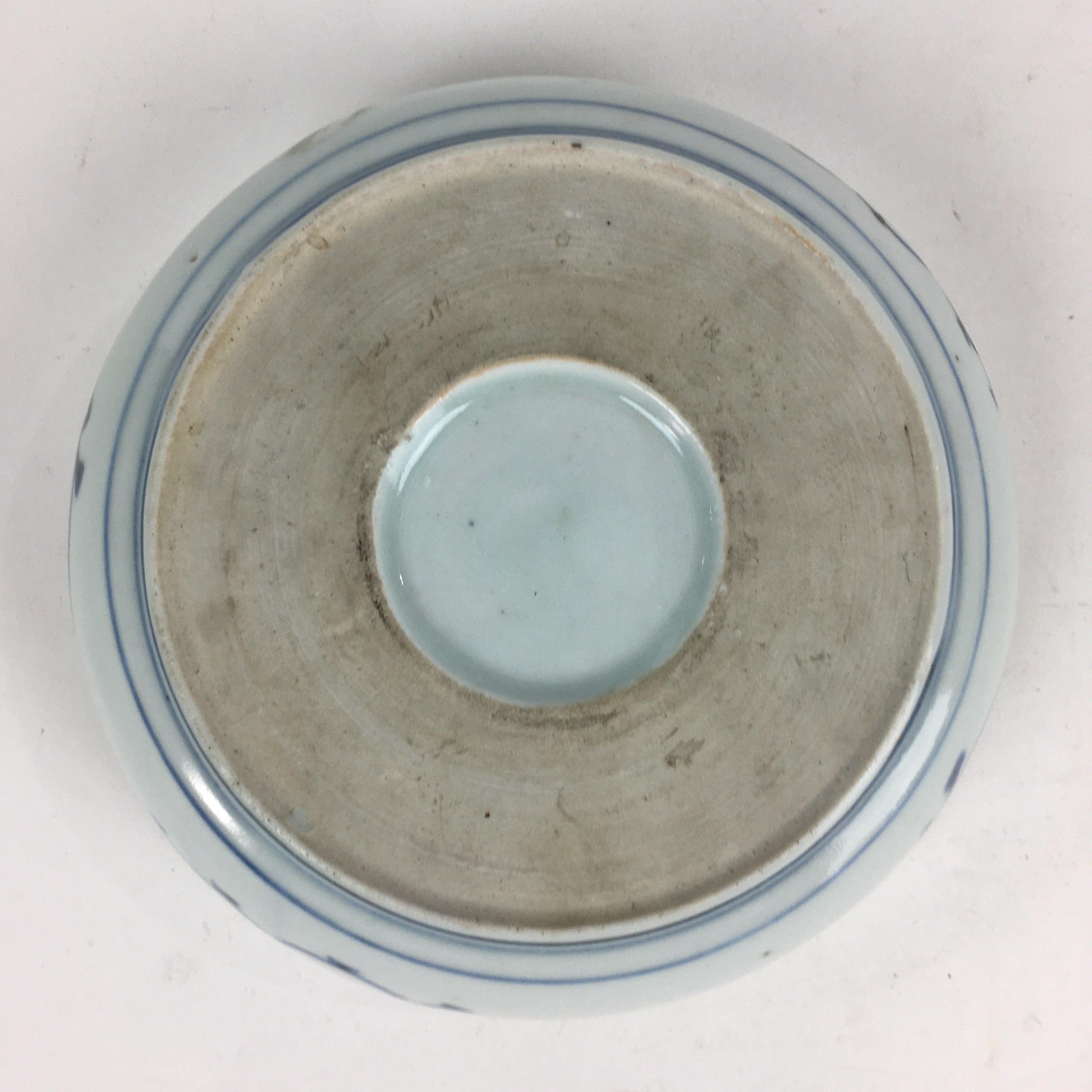 Antique C1900 Japanese Porcelain Soup Bowl Blue Flower Sometsuke Pottery PY52