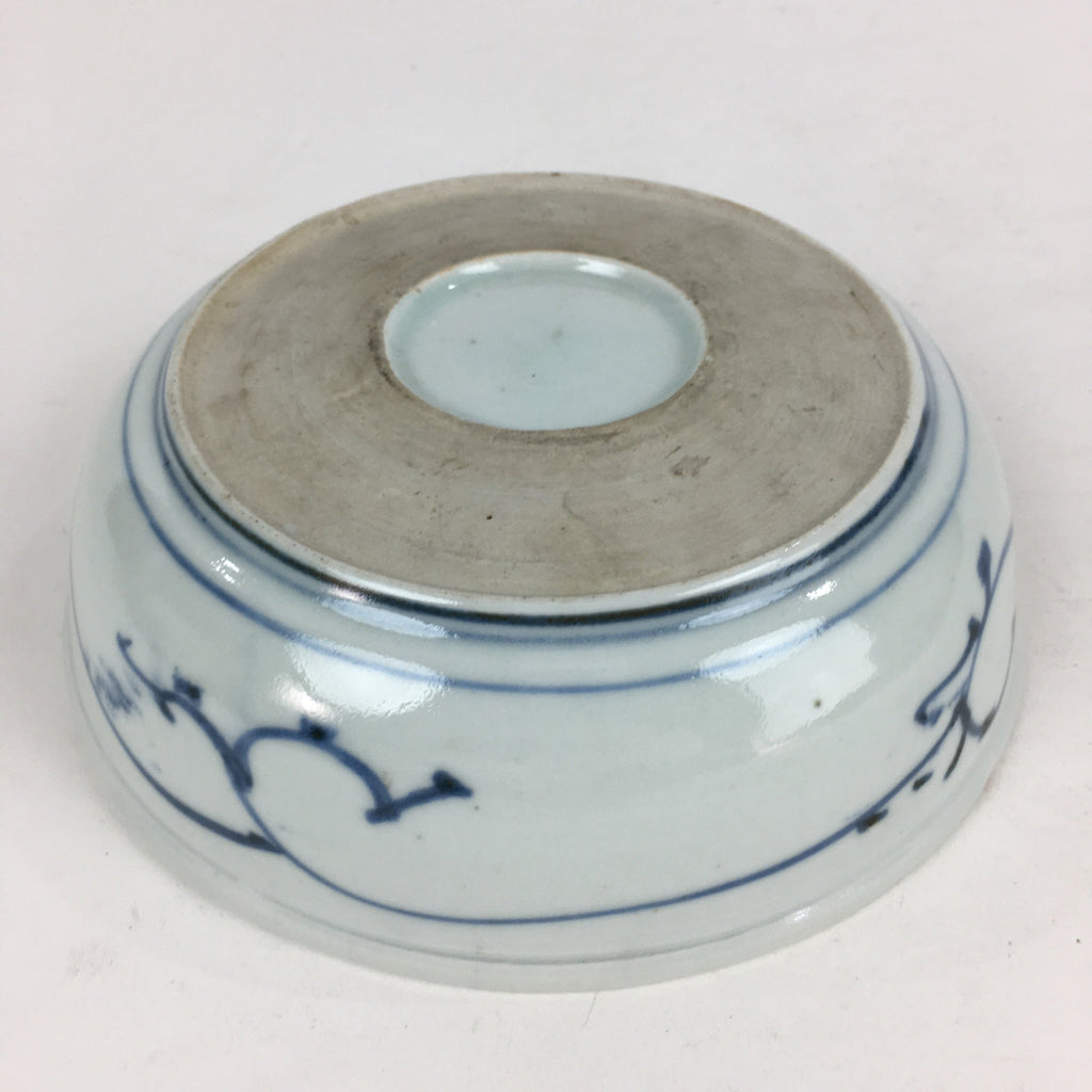 Antique C1900 Japanese Porcelain Soup Bowl Blue Flower Sometsuke Pottery PY52