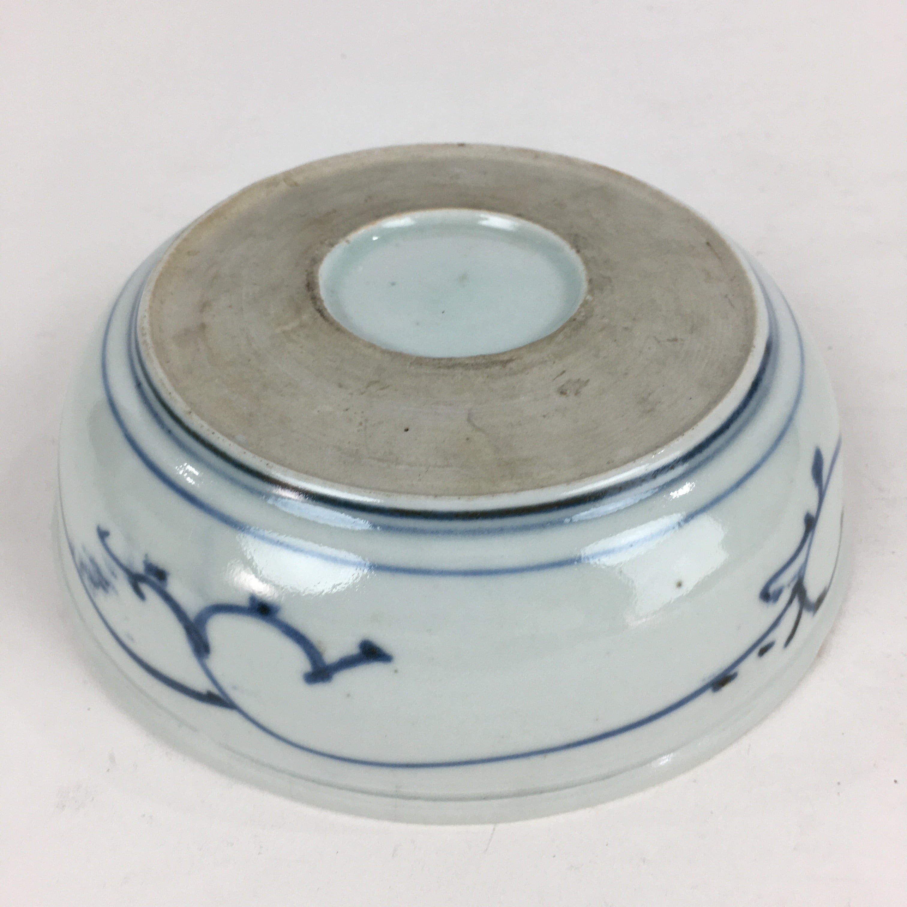 Antique C1900 Japanese Porcelain Soup Bowl Blue Flower Sometsuke Pottery PY52