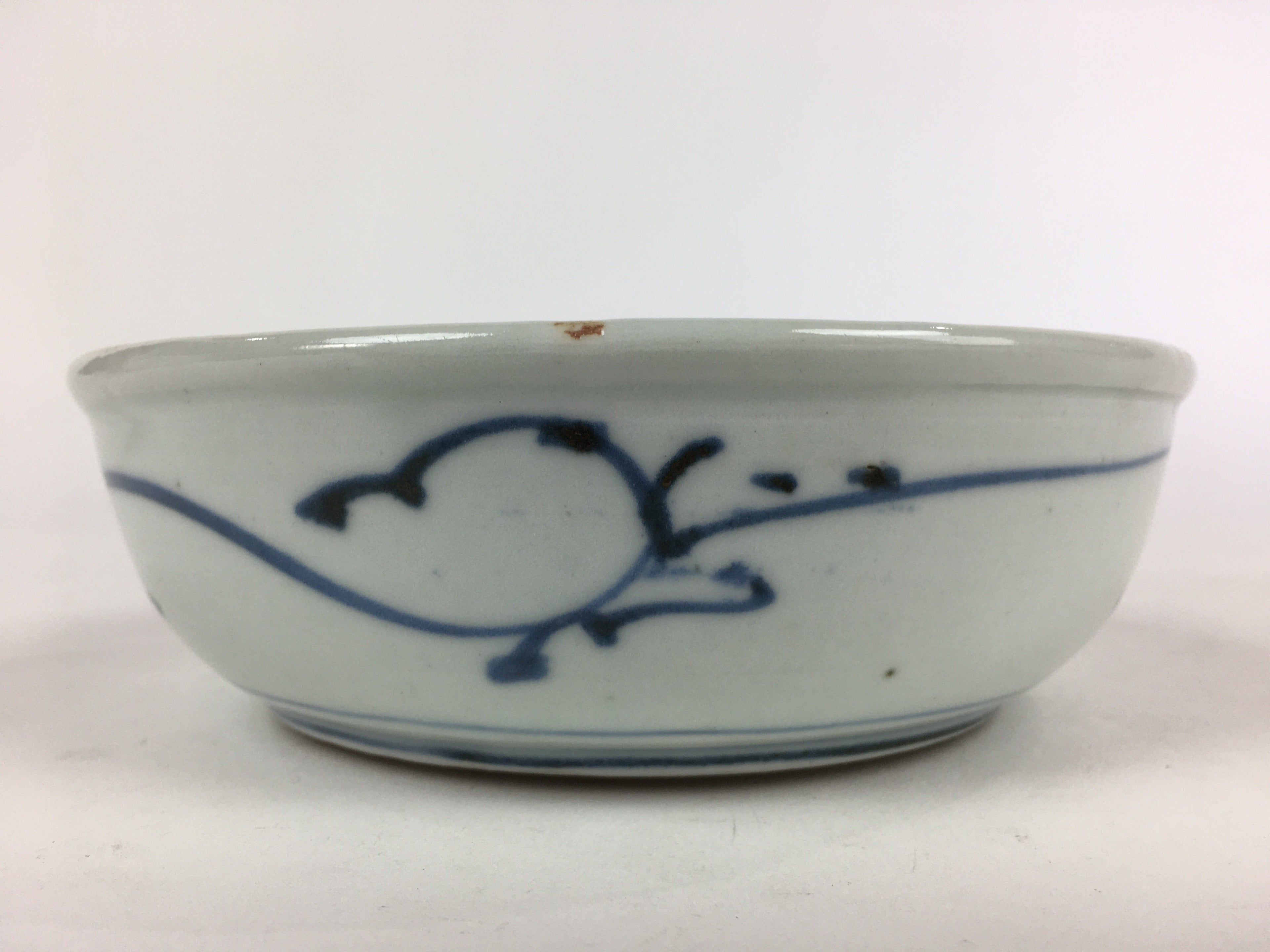 Antique C1900 Japanese Porcelain Soup Bowl Blue Flower Sometsuke Pottery PY52