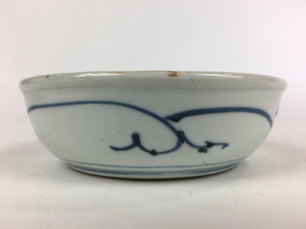 Antique C1900 Japanese Porcelain Soup Bowl Blue Flower Sometsuke Pottery PY52