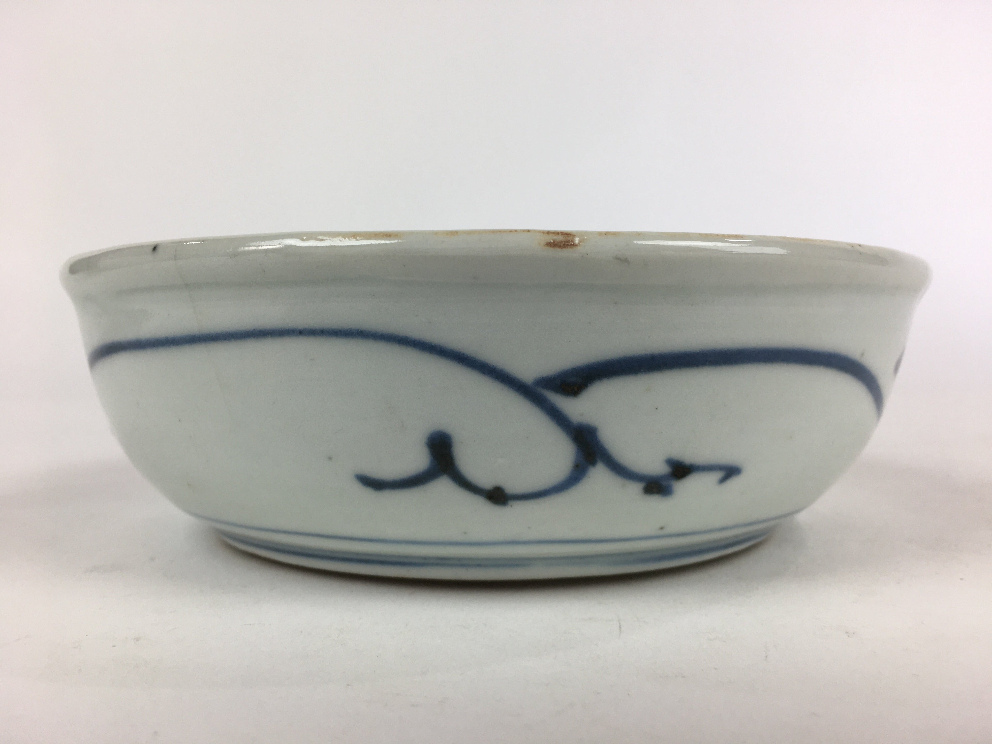 Antique C1900 Japanese Porcelain Soup Bowl Blue Flower Sometsuke Pottery PY52