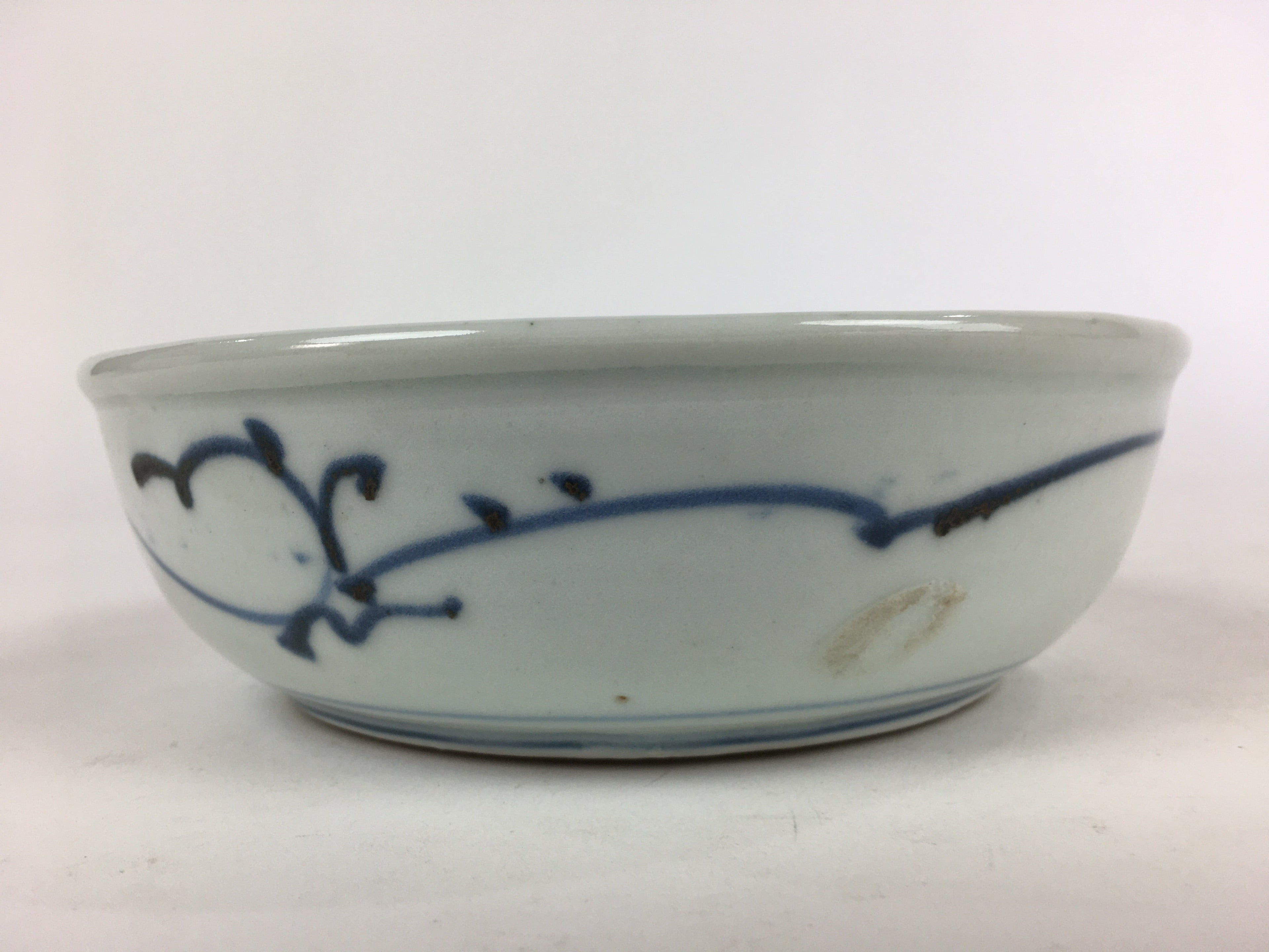 Antique C1900 Japanese Porcelain Soup Bowl Blue Flower Sometsuke Pottery PY52