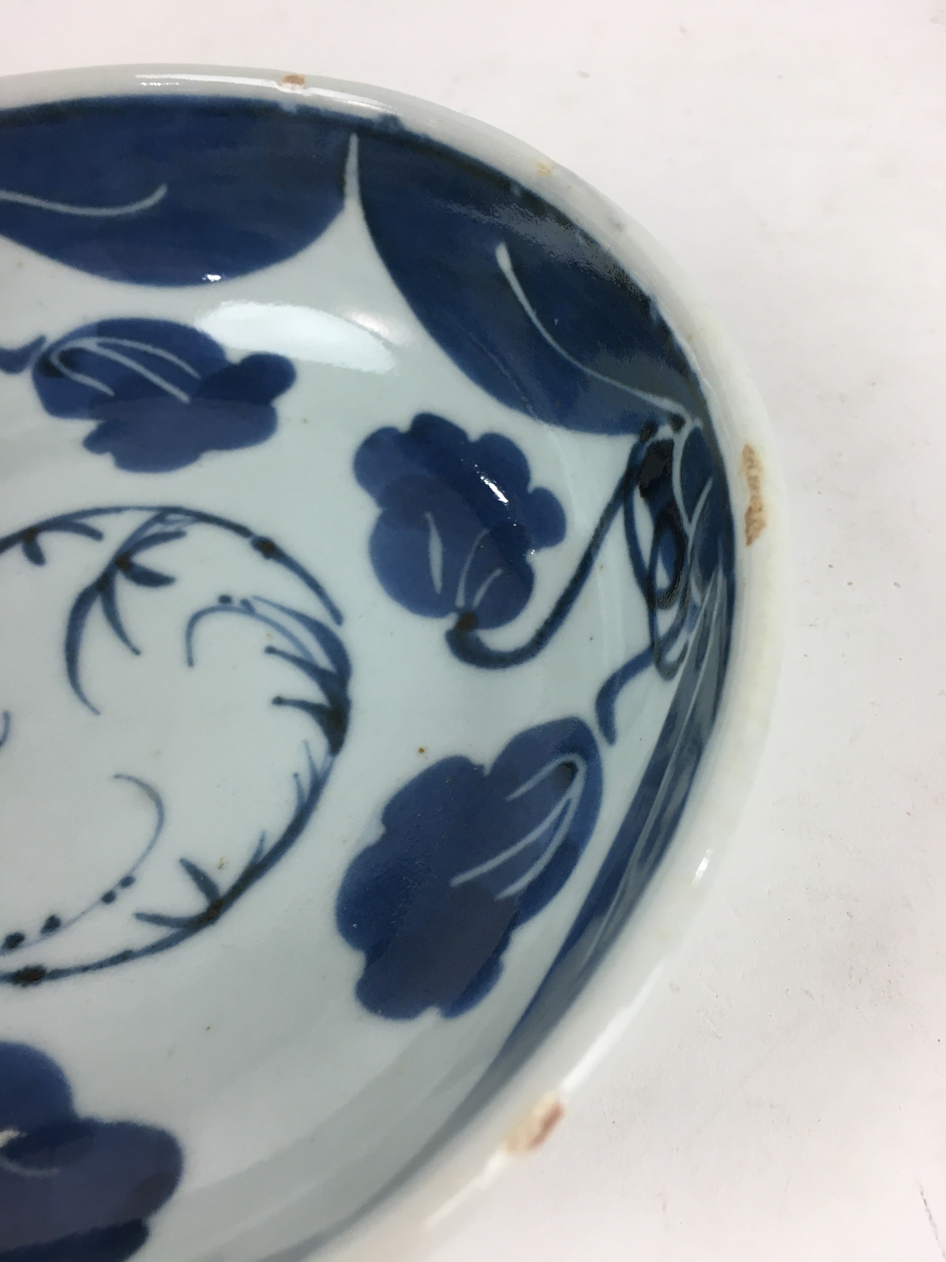 Antique C1900 Japanese Porcelain Soup Bowl Blue Flower Sometsuke Pottery PY52