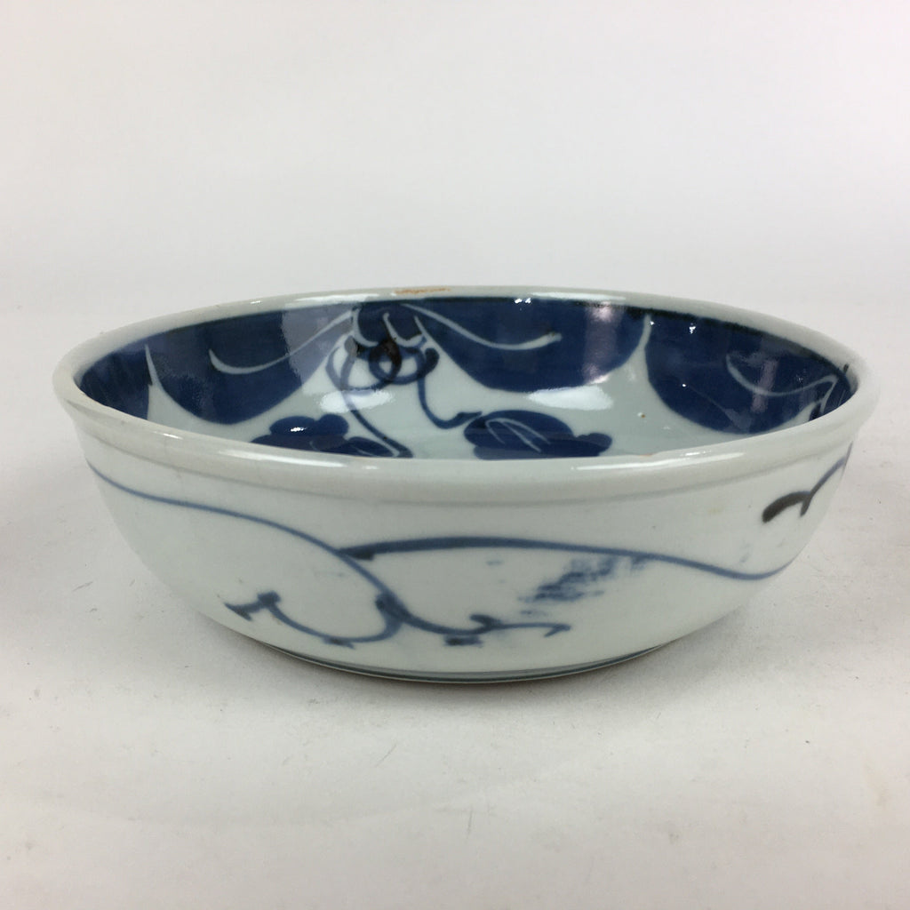 Antique C1900 Japanese Porcelain Soup Bowl Blue Flower Sometsuke Pottery PY52