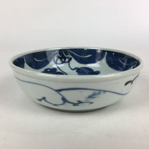 Antique C1900 Japanese Porcelain Soup Bowl Blue Flower Sometsuke Pottery PY52