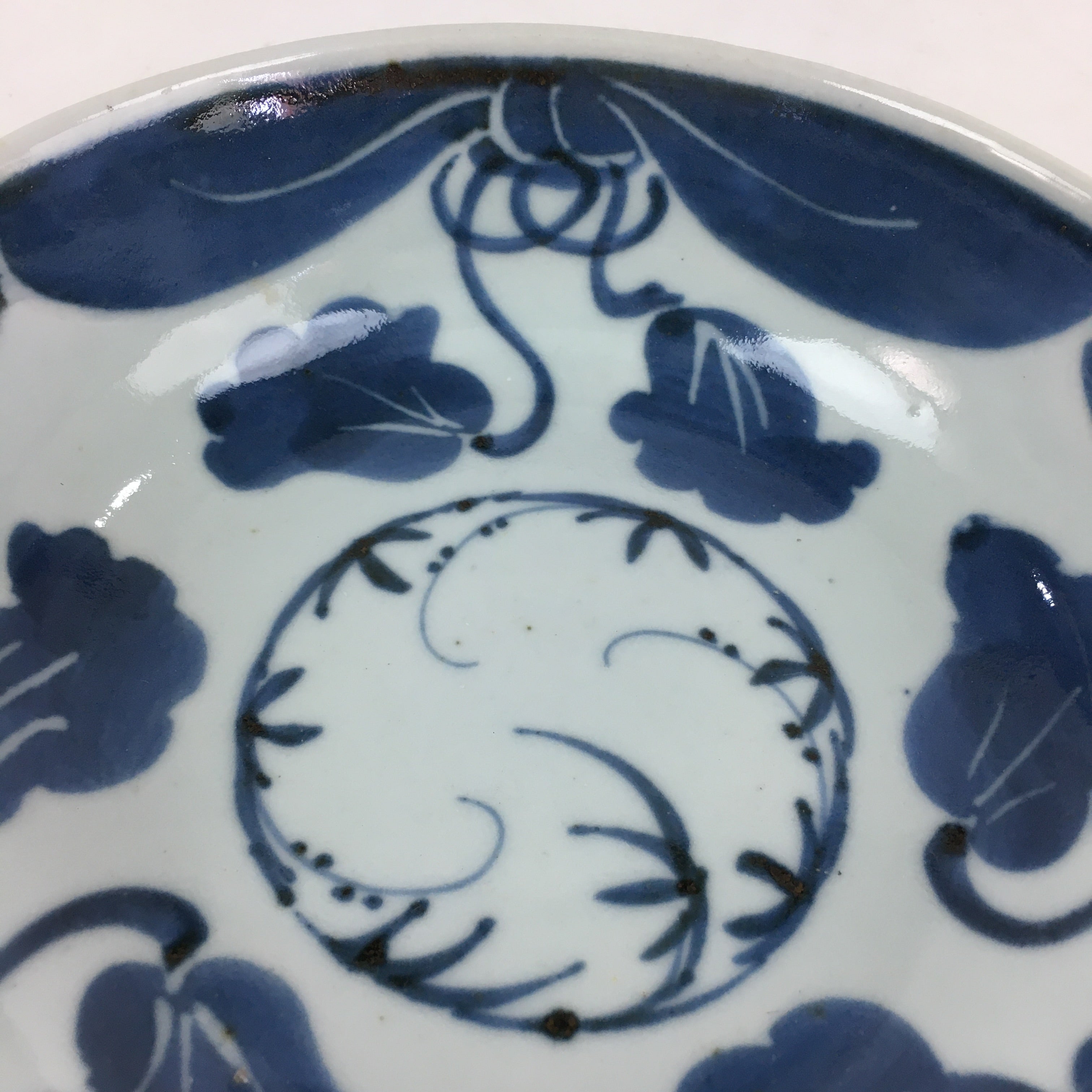 Antique C1900 Japanese Porcelain Soup Bowl Blue Flower Sometsuke Pottery PY53