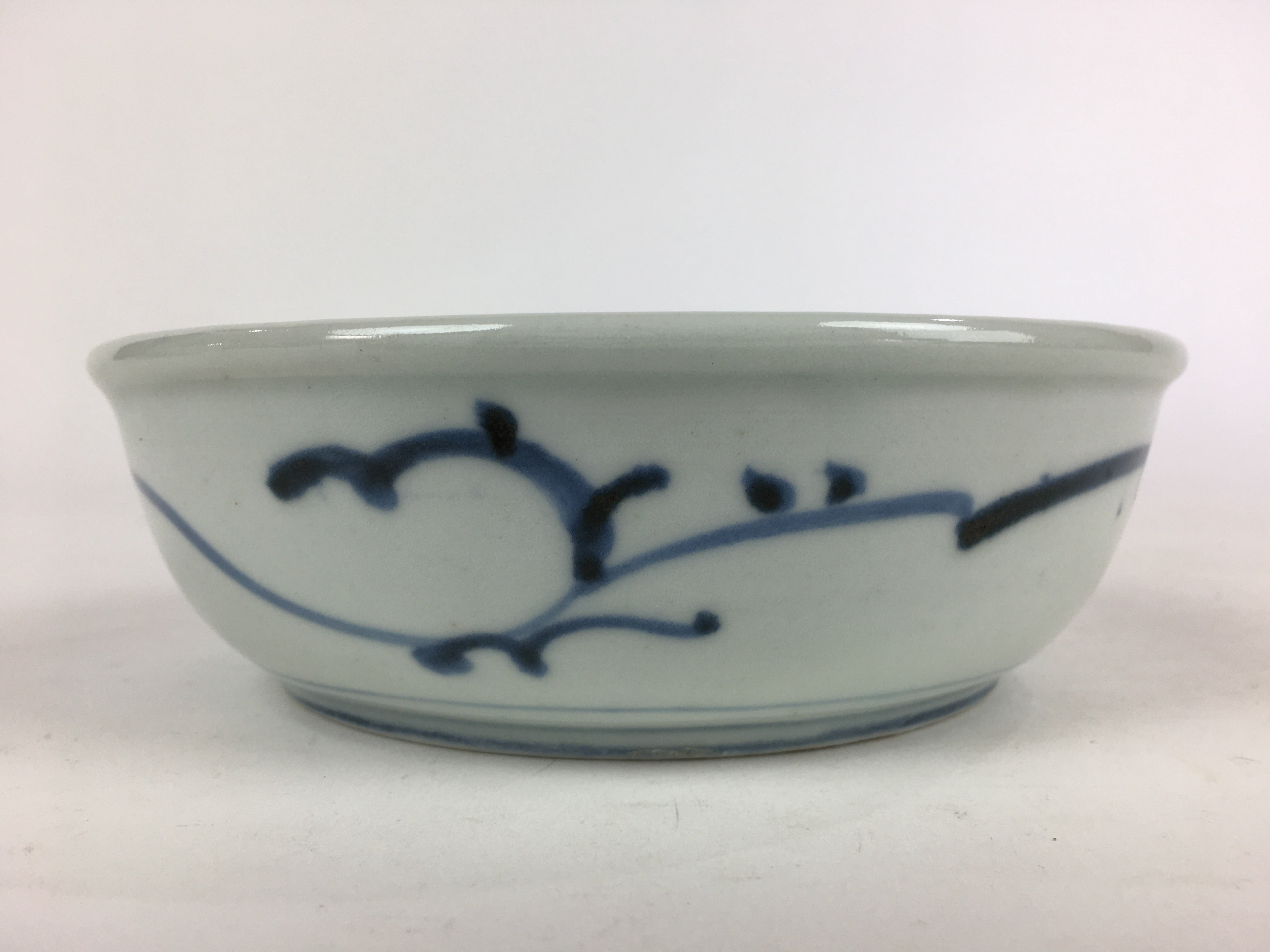 Antique C1900 Japanese Porcelain Soup Bowl Blue Flower Sometsuke Pottery PY53