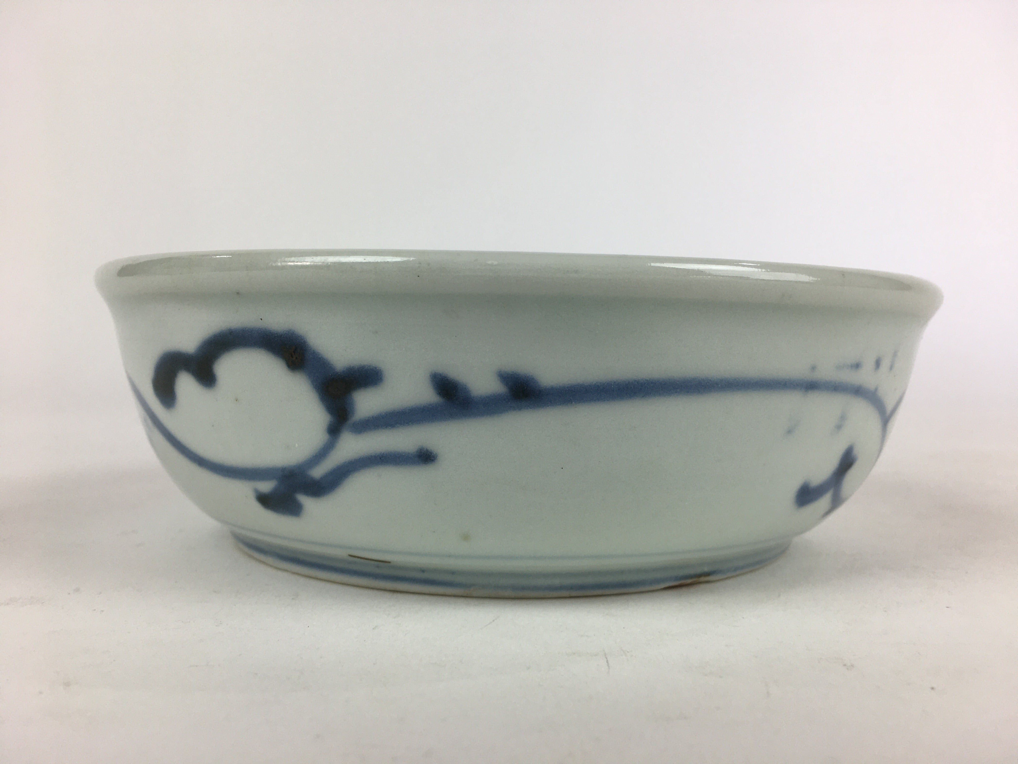 Antique C1900 Japanese Porcelain Soup Bowl Blue Flower Sometsuke Pottery PY53