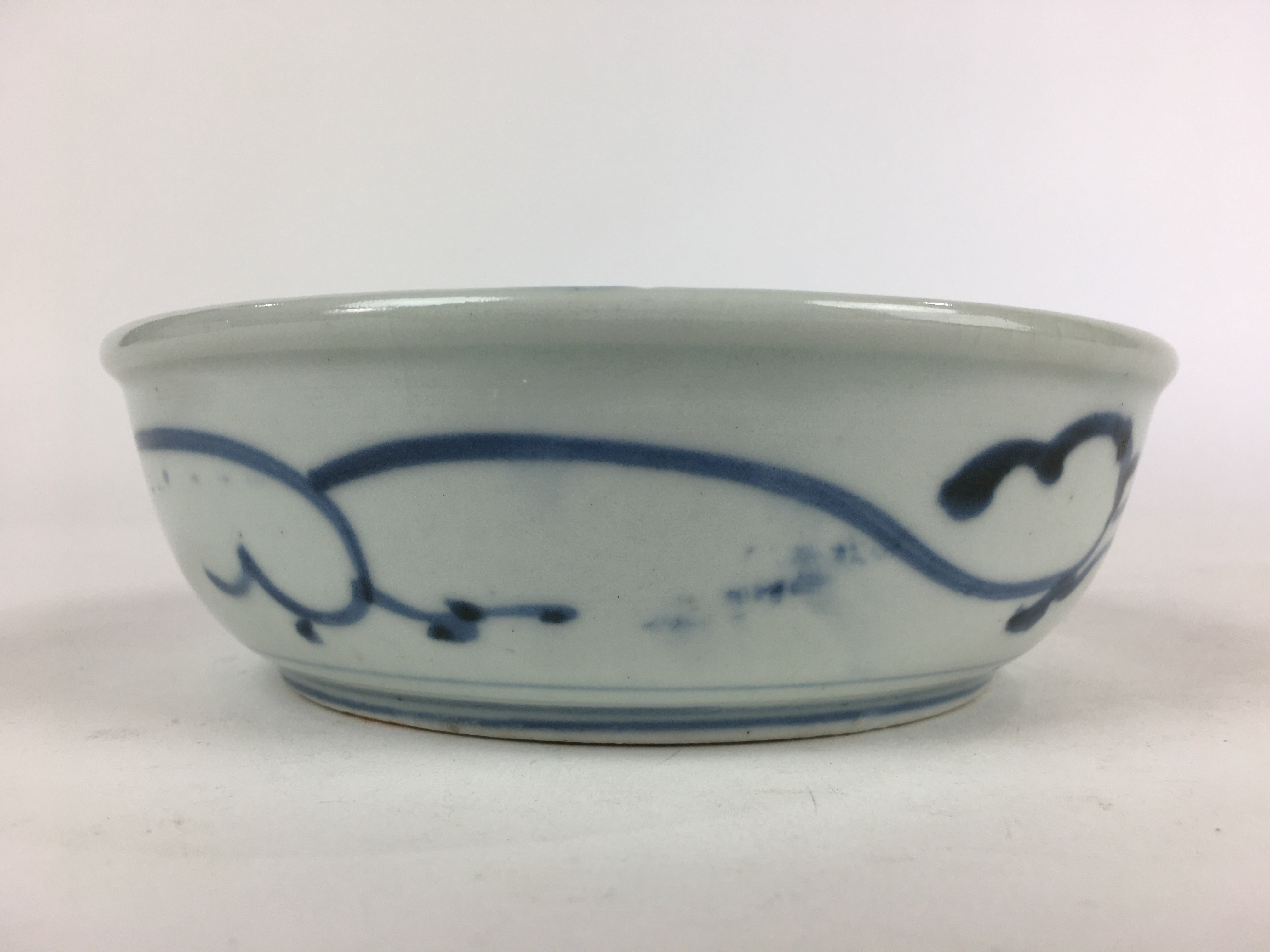 Antique C1900 Japanese Porcelain Soup Bowl Blue Flower Sometsuke Pottery PY53