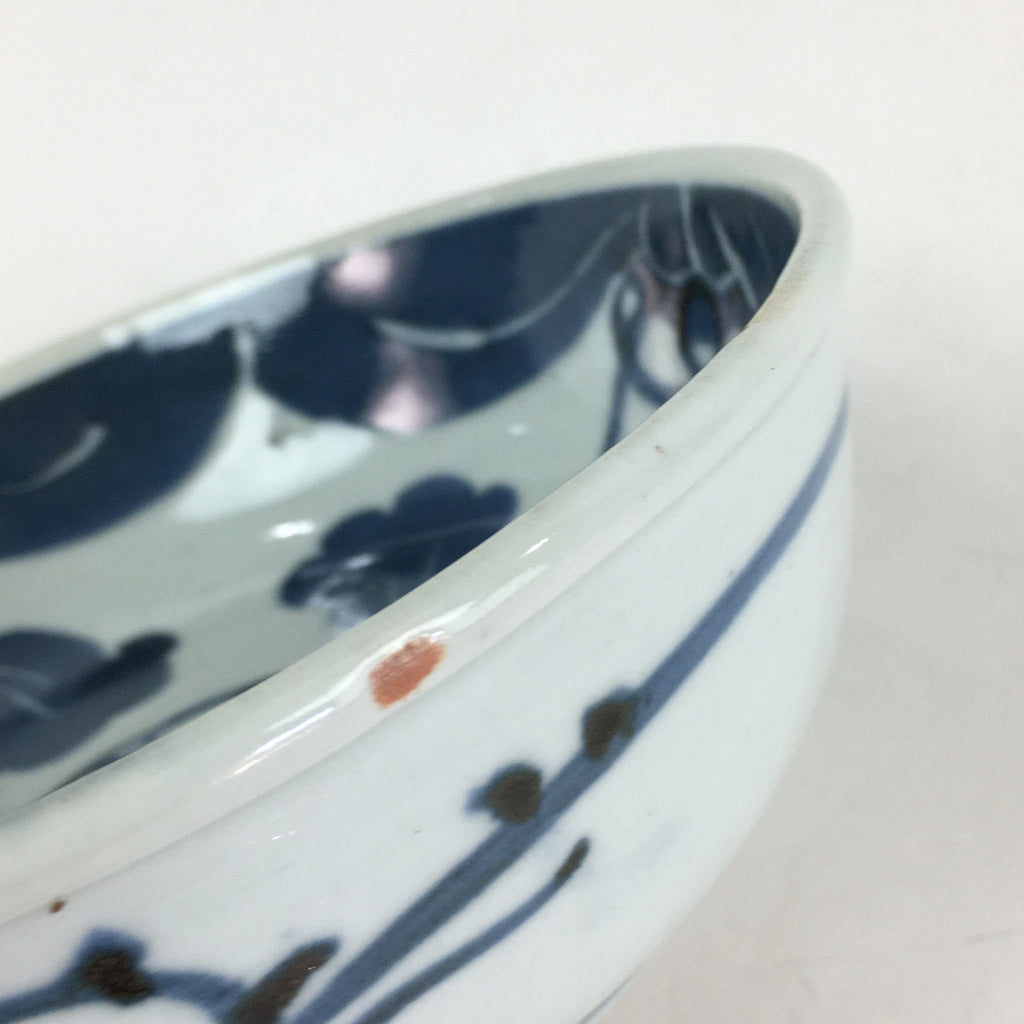 Antique C1900 Japanese Porcelain Soup Bowl Blue Flower Sometsuke Pottery PY54