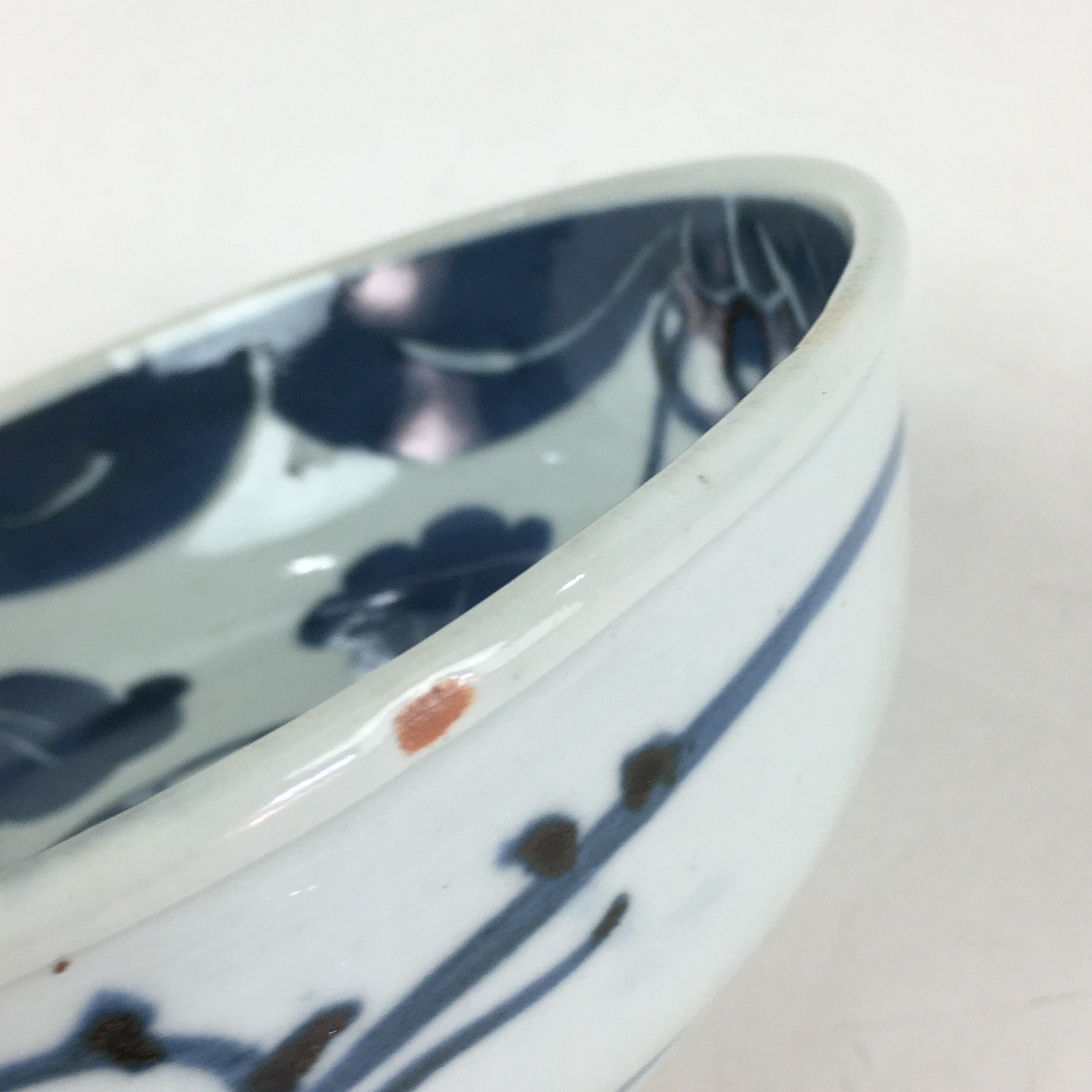 Antique C1900 Japanese Porcelain Soup Bowl Blue Flower Sometsuke Pottery PY54