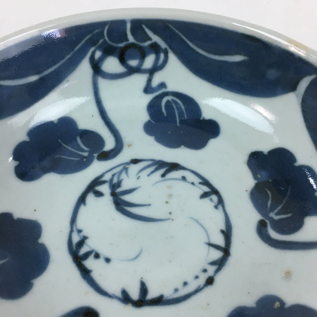 Antique C1900 Japanese Porcelain Soup Bowl Blue Flower Sometsuke Pottery PY54