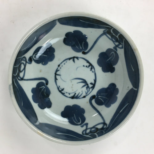 Antique C1900 Japanese Porcelain Soup Bowl Blue Flower Sometsuke Pottery PY54