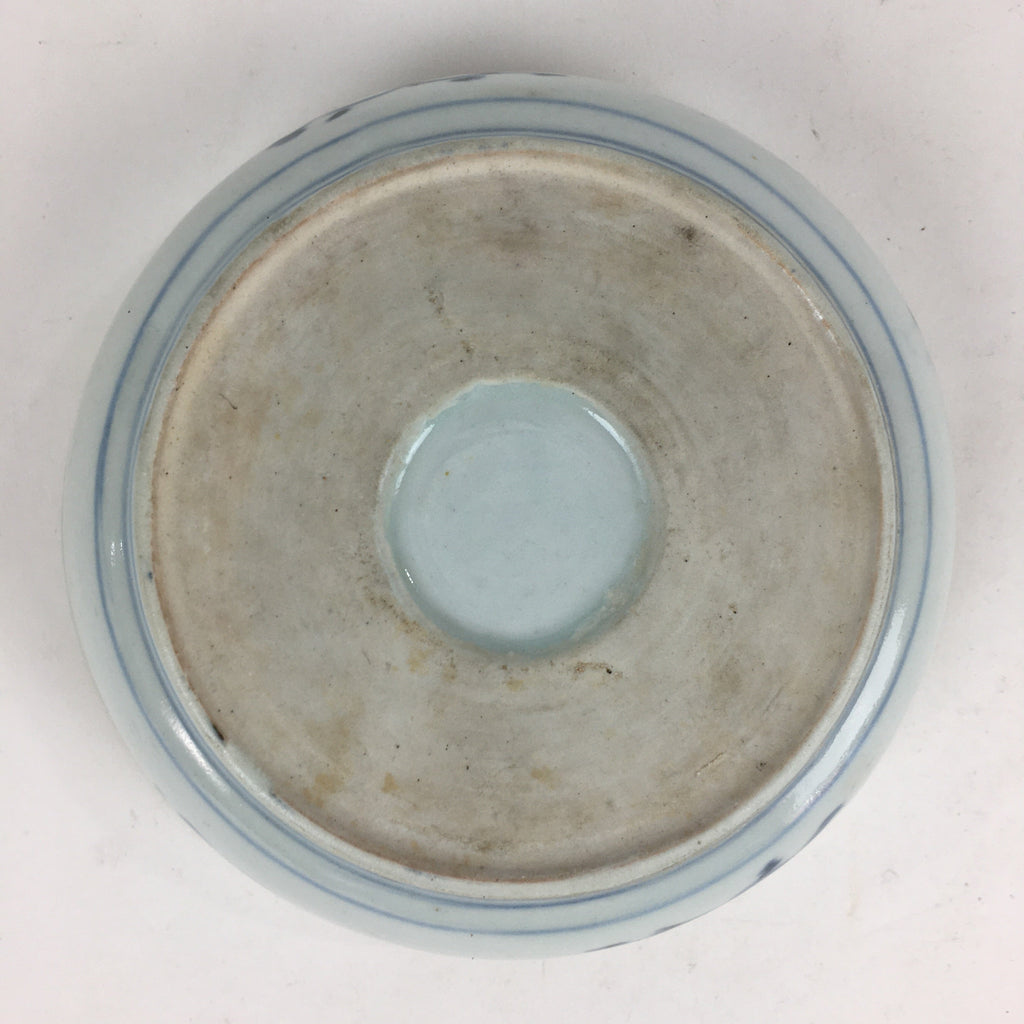 Antique C1900 Japanese Porcelain Soup Bowl Blue Flower Sometsuke Pottery PY54