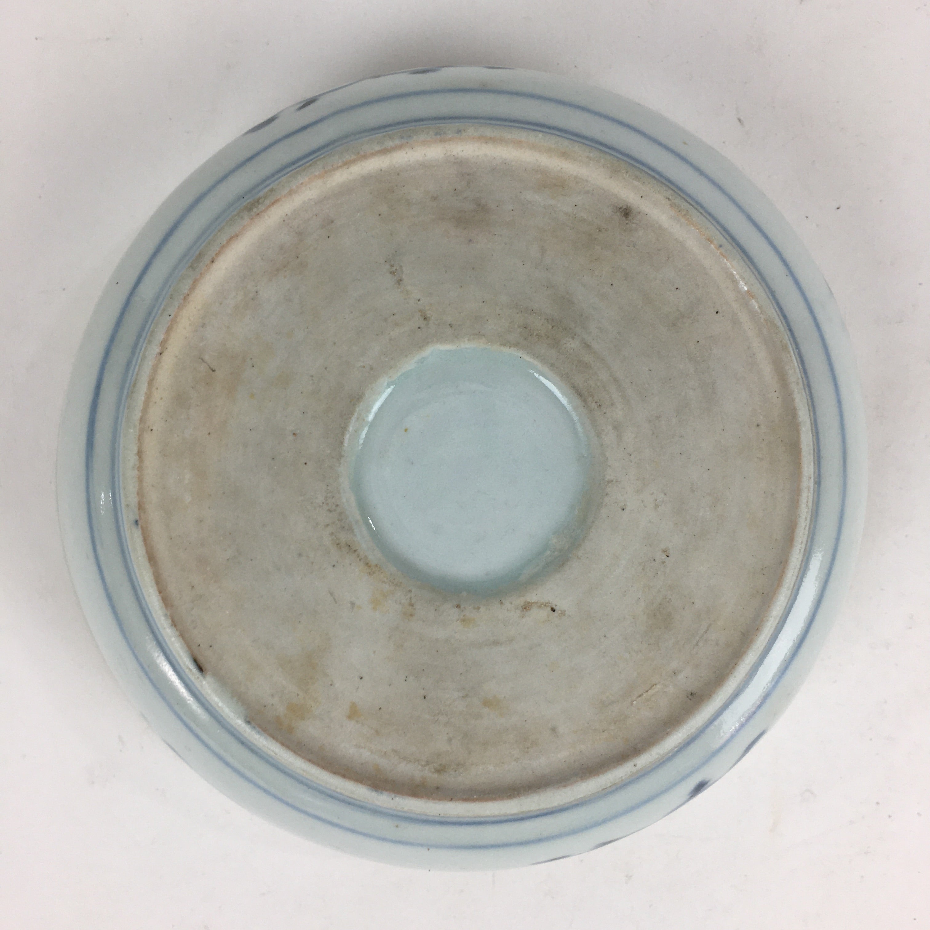 Antique C1900 Japanese Porcelain Soup Bowl Blue Flower Sometsuke Pottery PY54