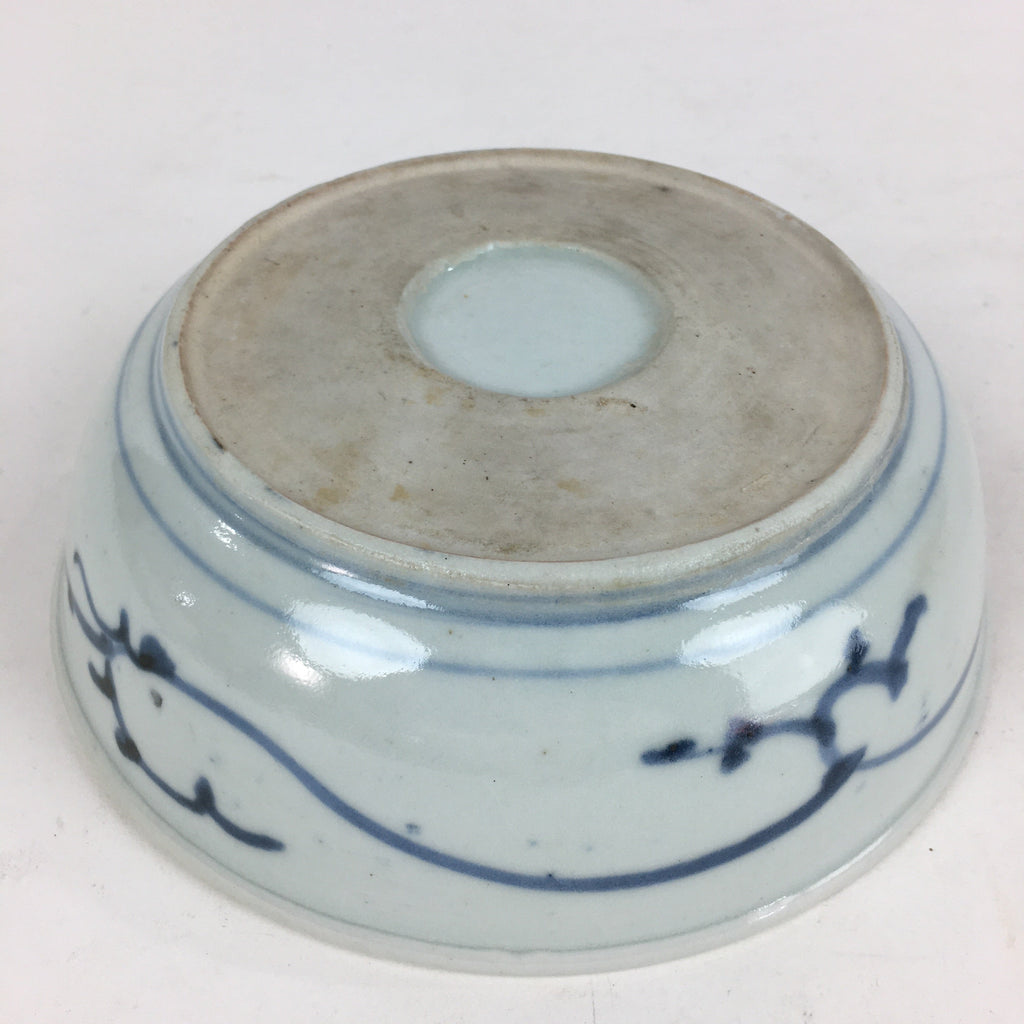 Antique C1900 Japanese Porcelain Soup Bowl Blue Flower Sometsuke Pottery PY54