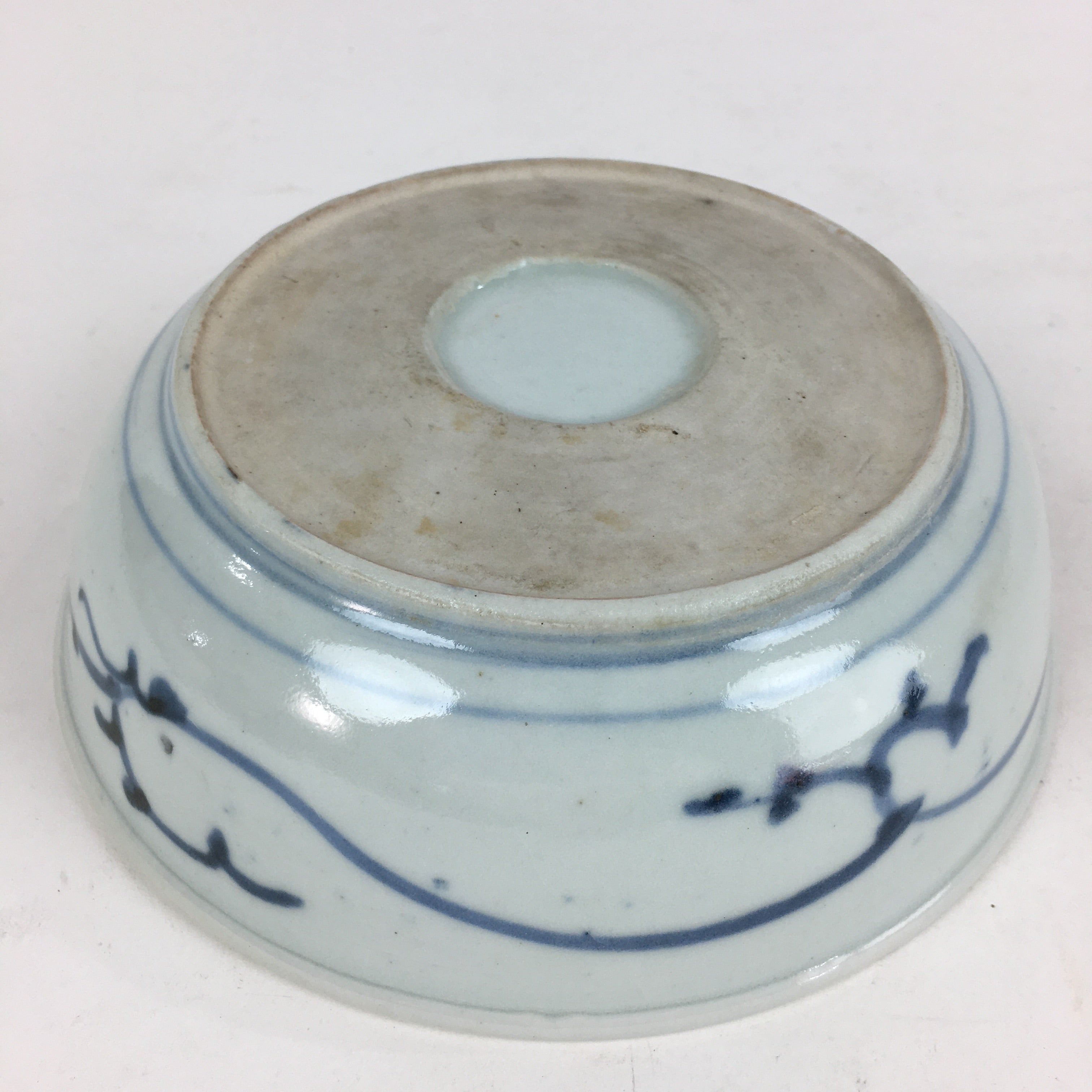Antique C1900 Japanese Porcelain Soup Bowl Blue Flower Sometsuke Pottery PY54