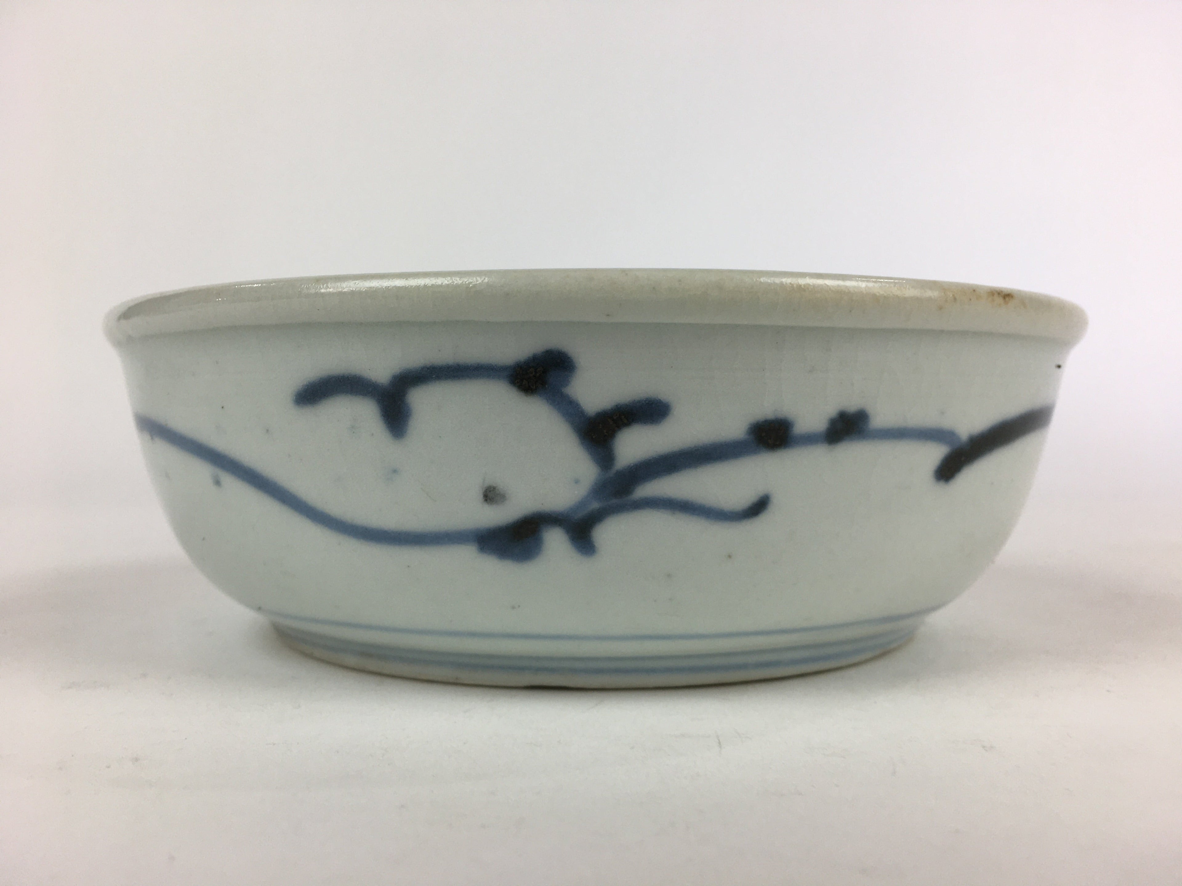 Antique C1900 Japanese Porcelain Soup Bowl Blue Flower Sometsuke Pottery PY54