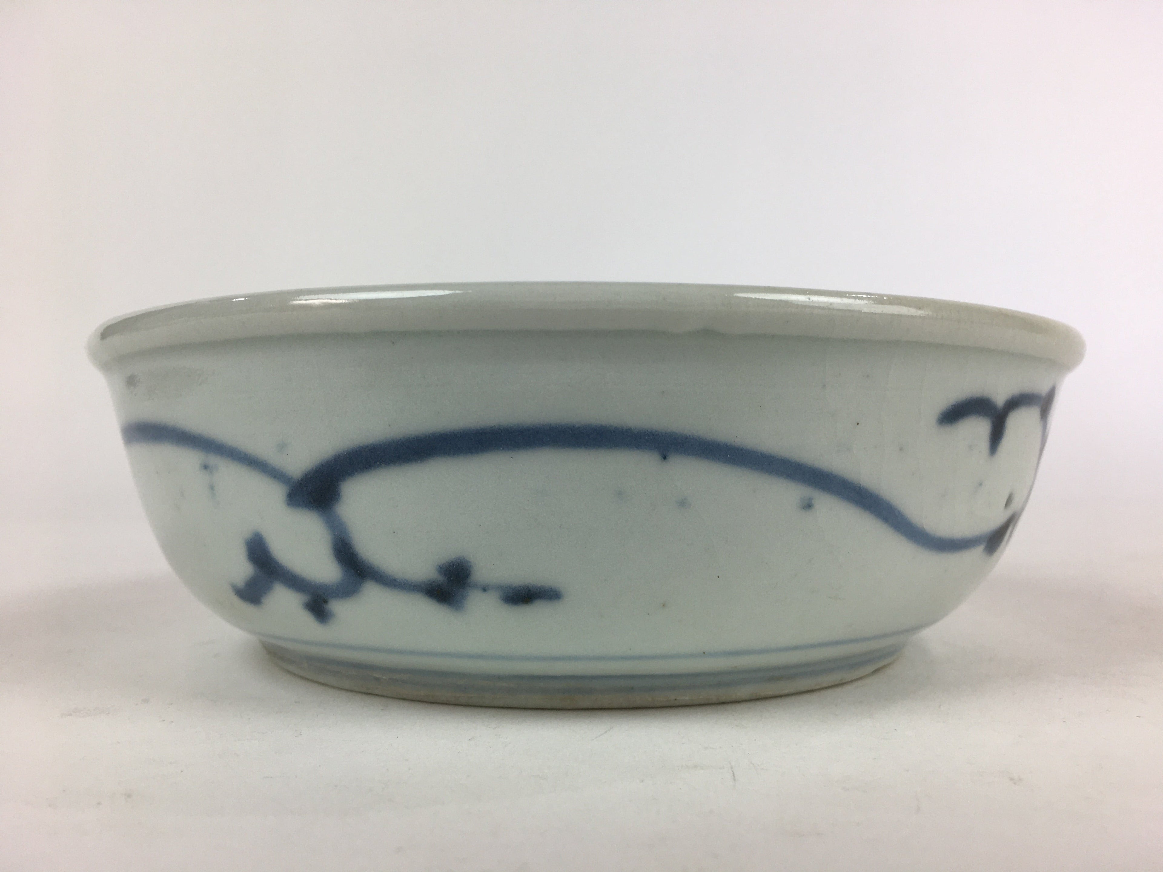 Antique C1900 Japanese Porcelain Soup Bowl Blue Flower Sometsuke Pottery PY54