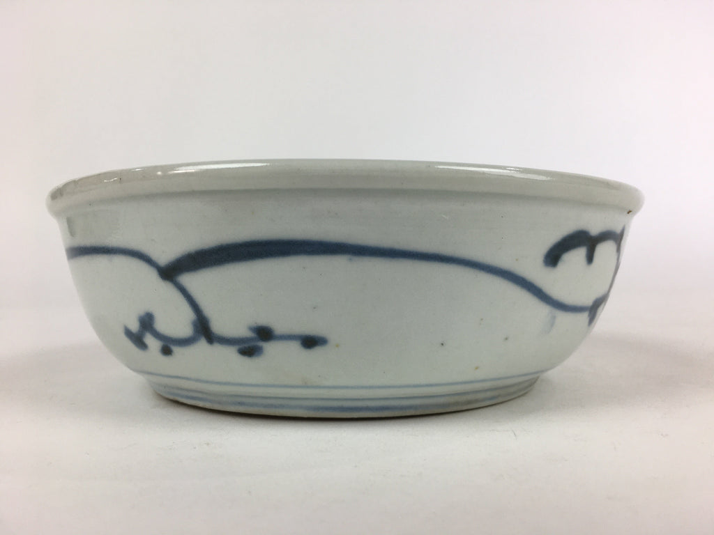 Antique C1900 Japanese Porcelain Soup Bowl Blue Flower Sometsuke Pottery PY54
