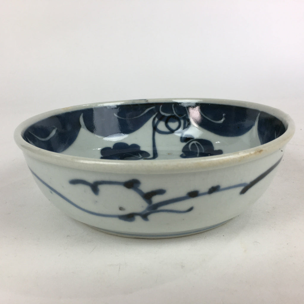 Antique C1900 Japanese Porcelain Soup Bowl Blue Flower Sometsuke Pottery PY54