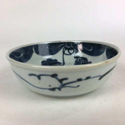 Antique C1900 Japanese Porcelain Soup Bowl Blue Flower Sometsuke Pottery PY54