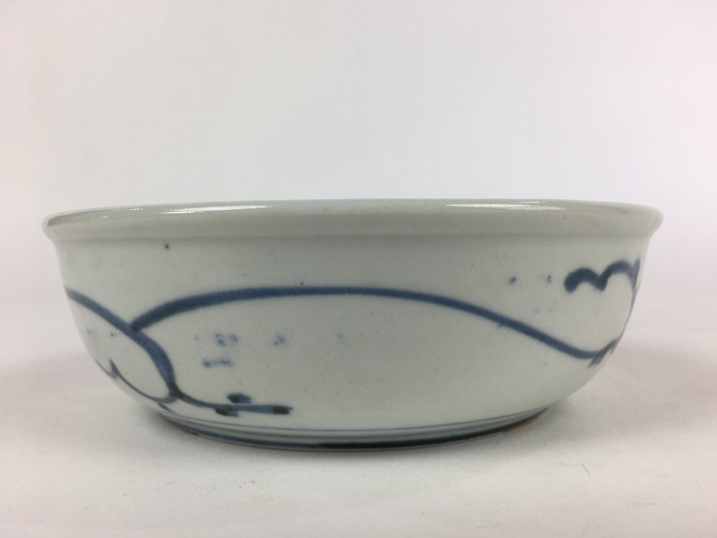 Antique C1900 Japanese Porcelain Soup Bowl Blue Flower Sometsuke Pottery PY55
