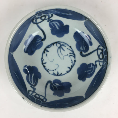 Antique C1900 Japanese Porcelain Soup Bowl Blue Flower Sometsuke Pottery PY55