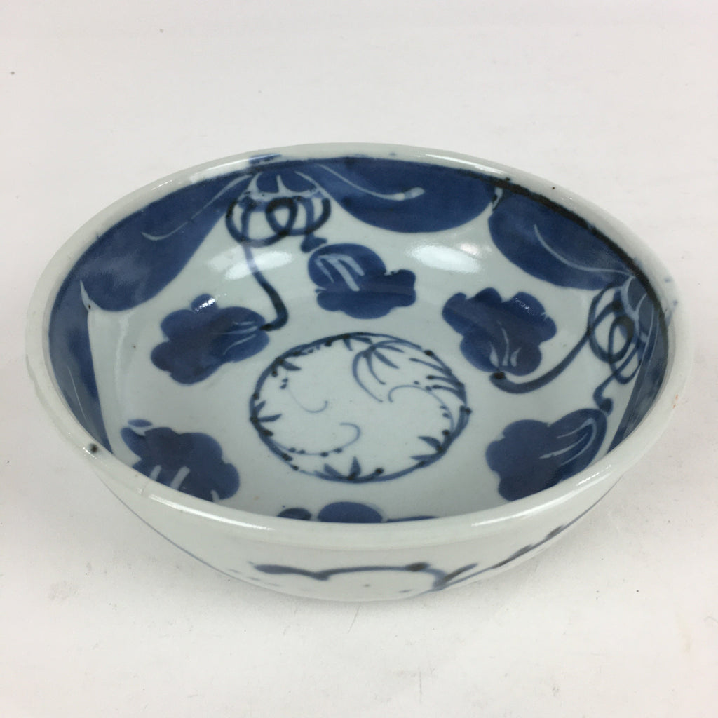 Antique C1900 Japanese Porcelain Soup Bowl Blue Flower Sometsuke Pottery PY55