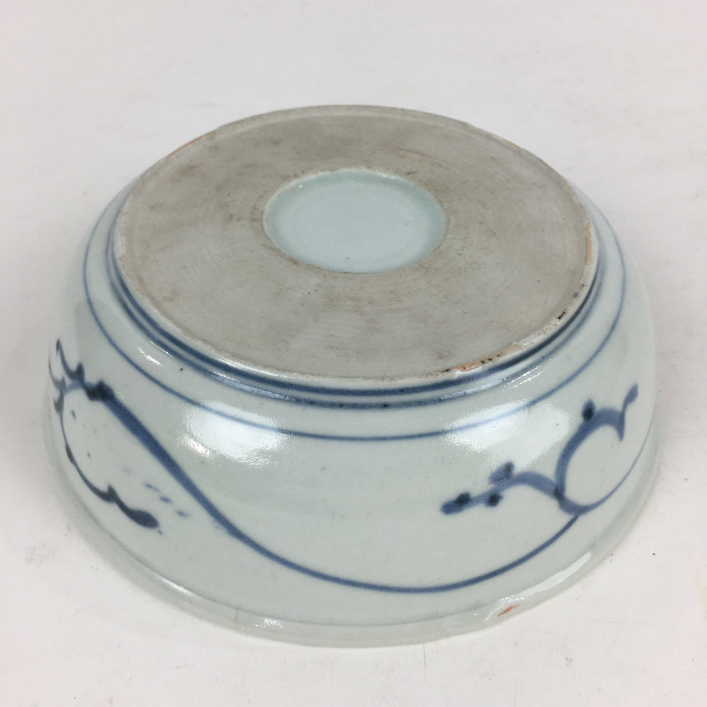 Antique C1900 Japanese Porcelain Soup Bowl Blue Flower Sometsuke Pottery PY55