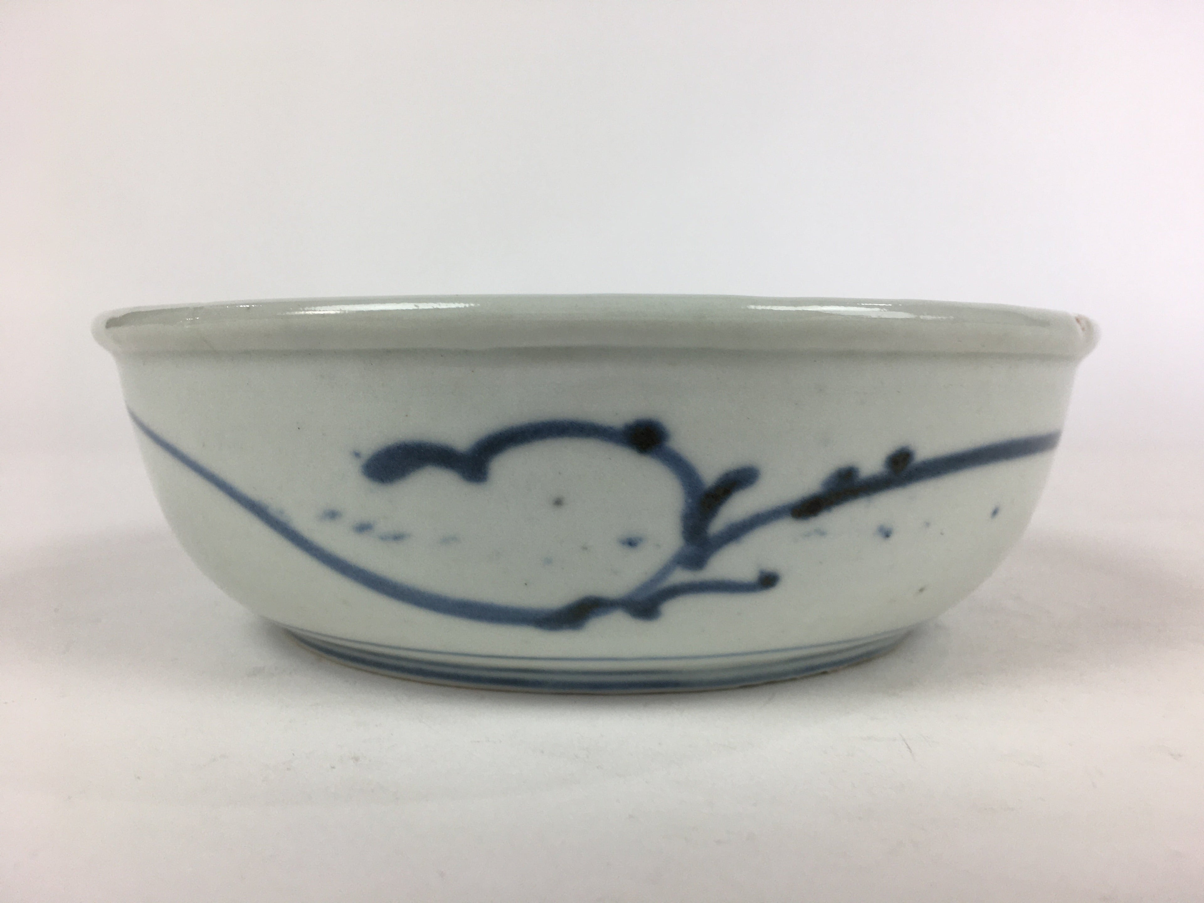 Antique C1900 Japanese Porcelain Soup Bowl Blue Flower Sometsuke Pottery PY55