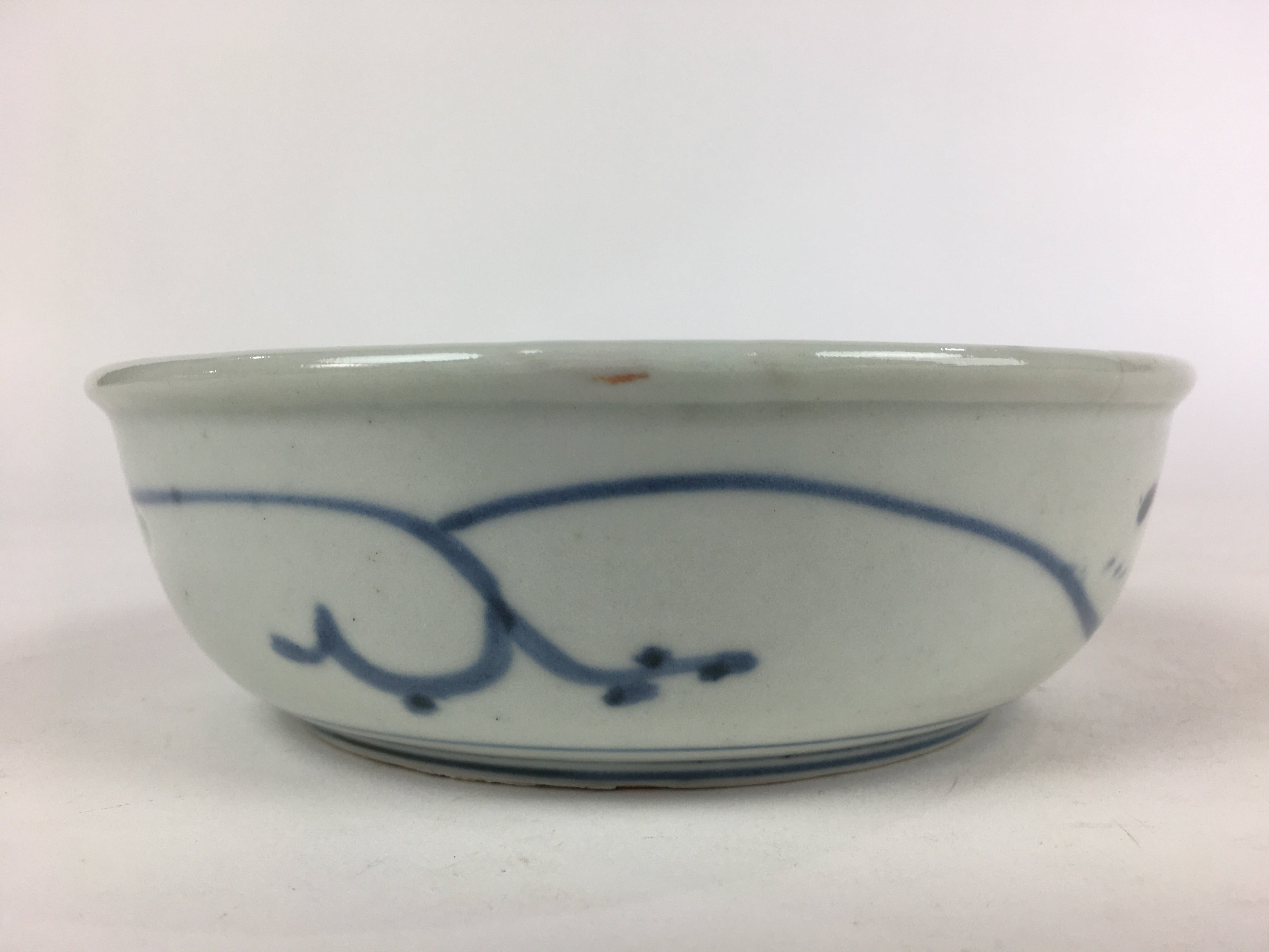 Antique C1900 Japanese Porcelain Soup Bowl Blue Flower Sometsuke Pottery PY55