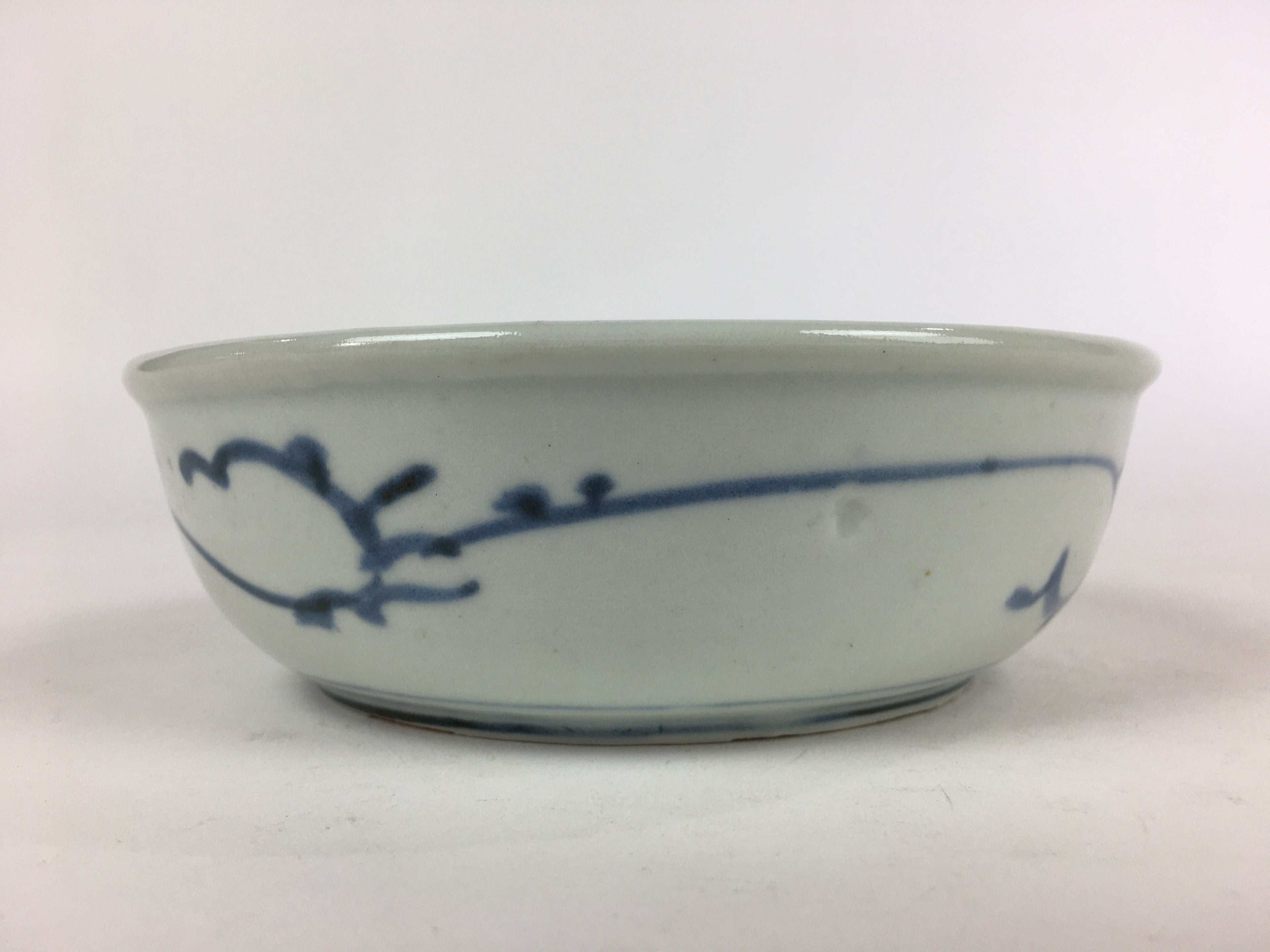 Antique C1900 Japanese Porcelain Soup Bowl Blue Flower Sometsuke Pottery PY55