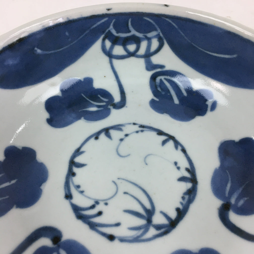 Antique C1900 Japanese Porcelain Soup Bowl Blue Flower Sometsuke Pottery PY55