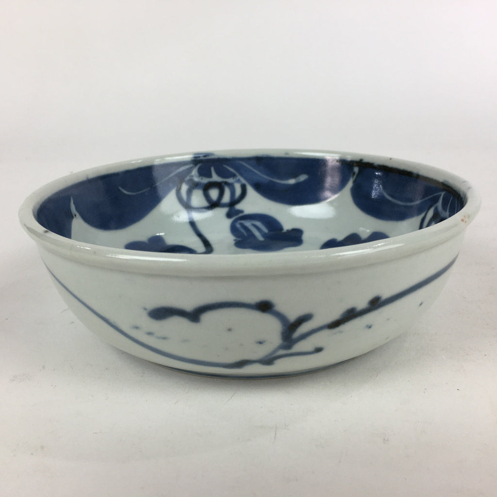 Antique C1900 Japanese Porcelain Soup Bowl Blue Flower Sometsuke Pottery PY55
