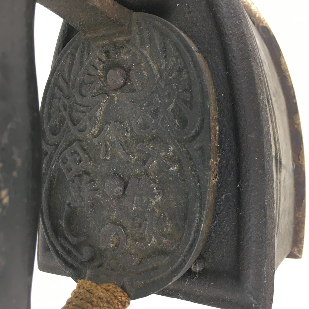 Antique C1900 Japanese Sad Iron Charcoal Chimney Wood Handle JK252