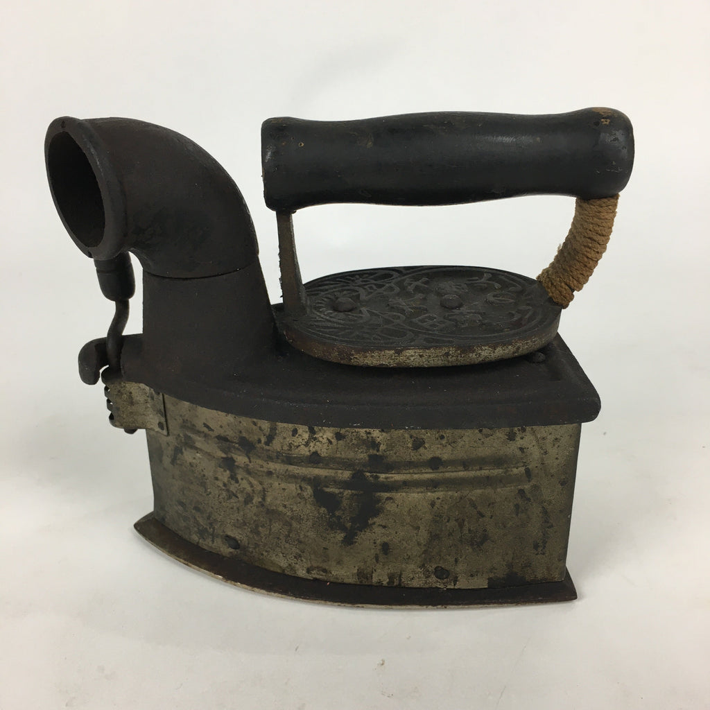 Antique C1900 Japanese Sad Iron Charcoal Chimney Wood Handle JK252
