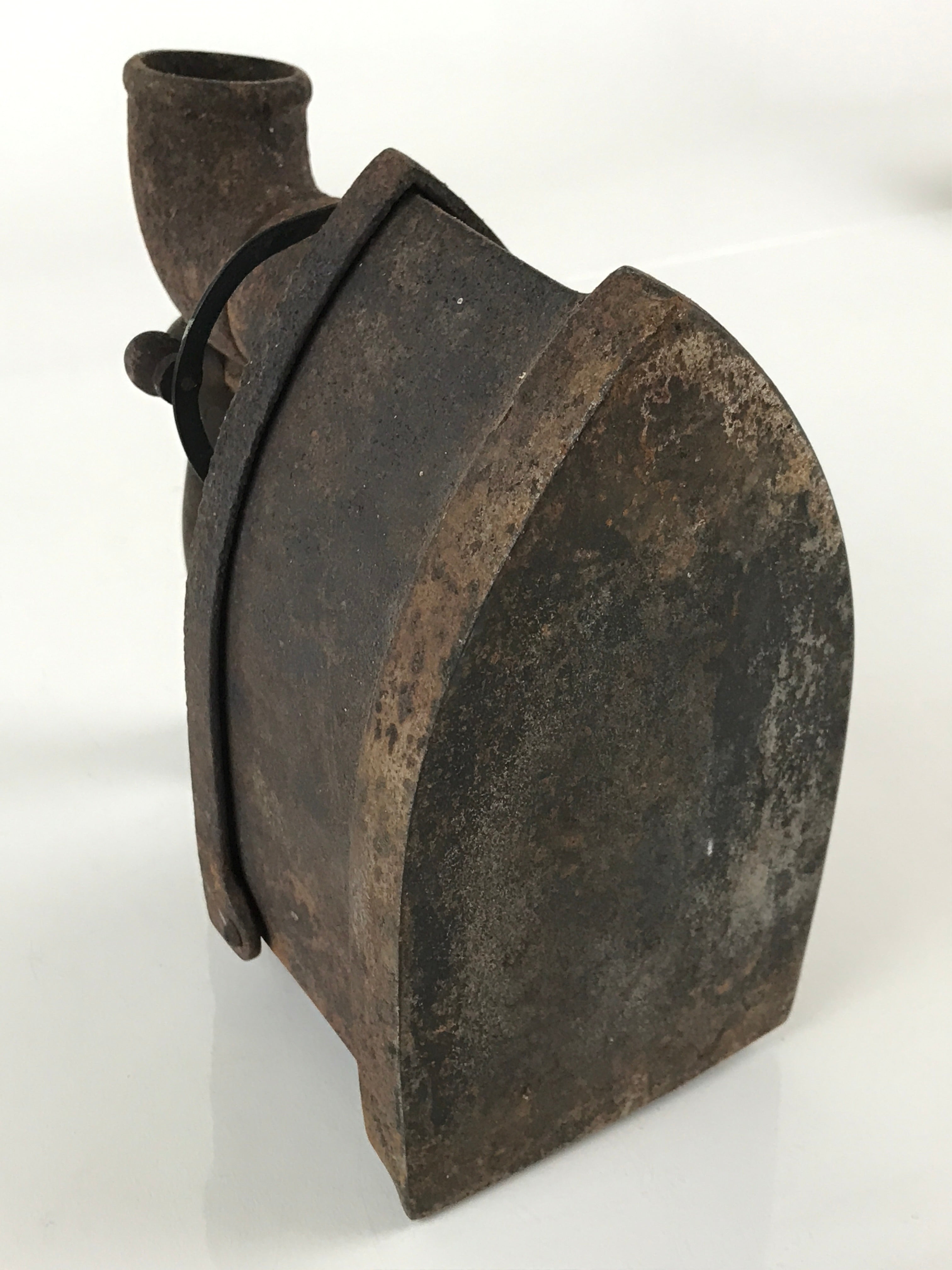 Antique C1900 Japanese Sad Iron Charcoal Chimney Wood Handle JK418