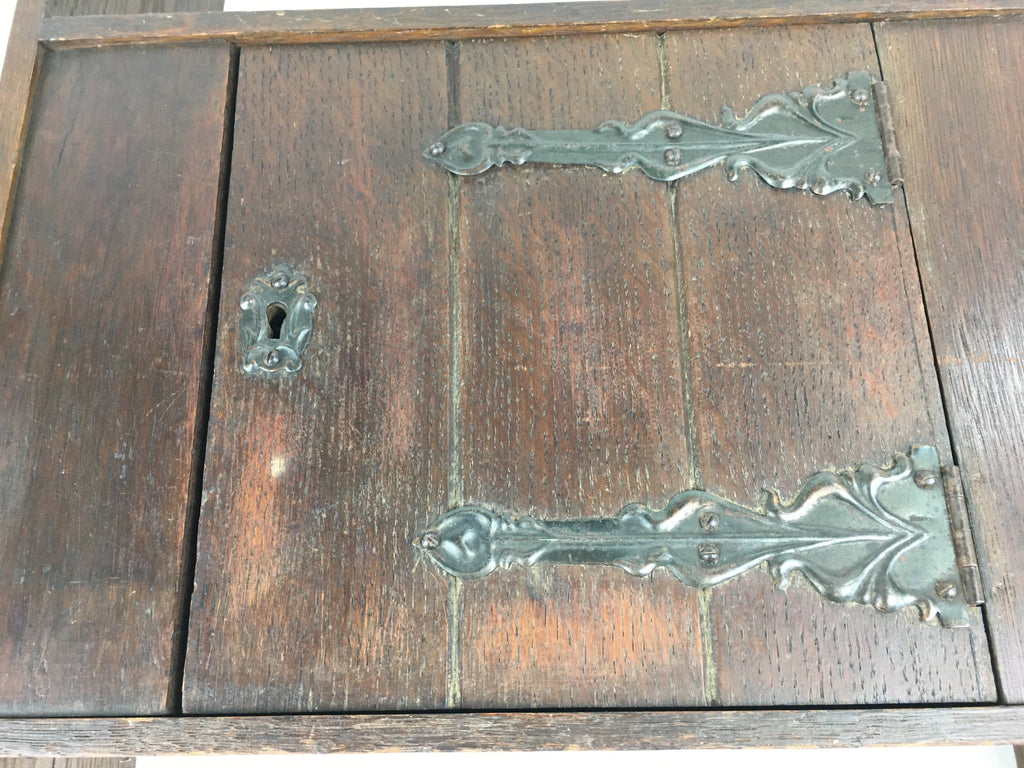 Antique C1900 Japanese Wood Shelf Hanging Rack Door With Lock Brown T275