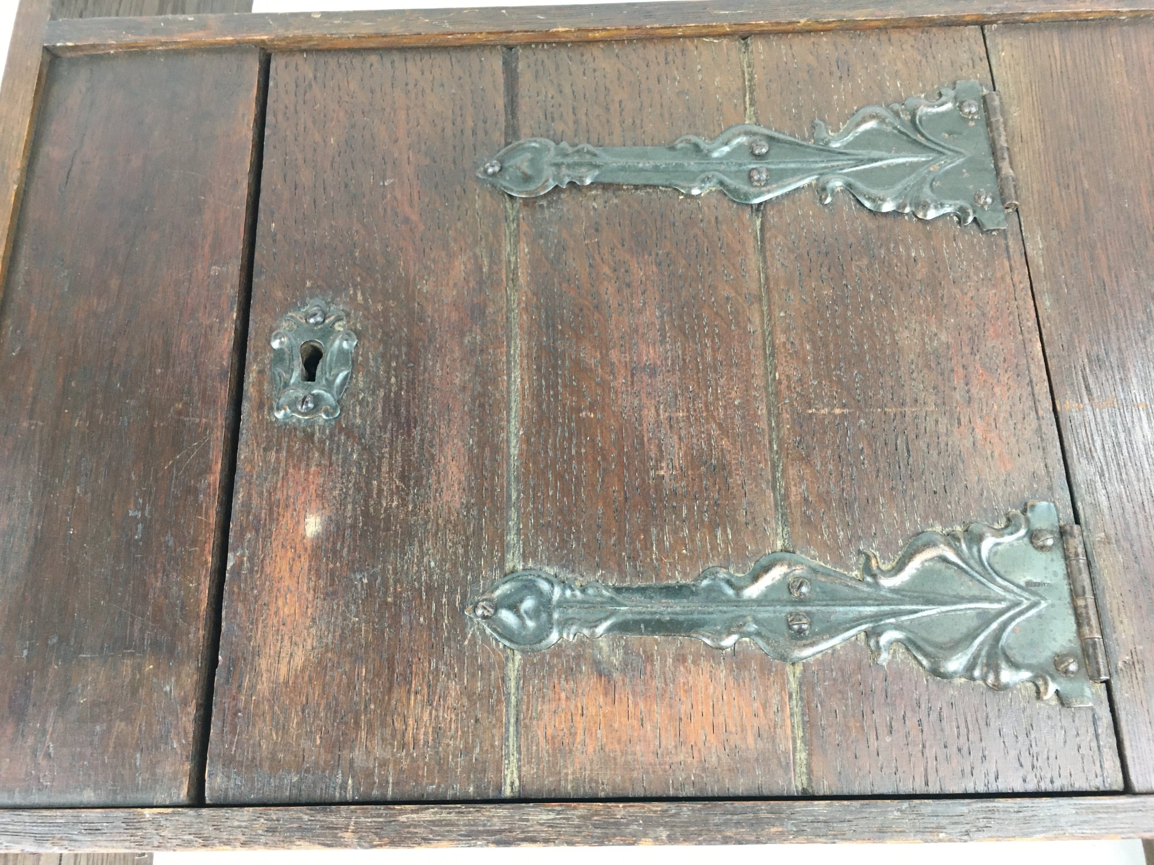 Antique C1900 Japanese Wood Shelf Hanging Rack Door With Lock Brown T275