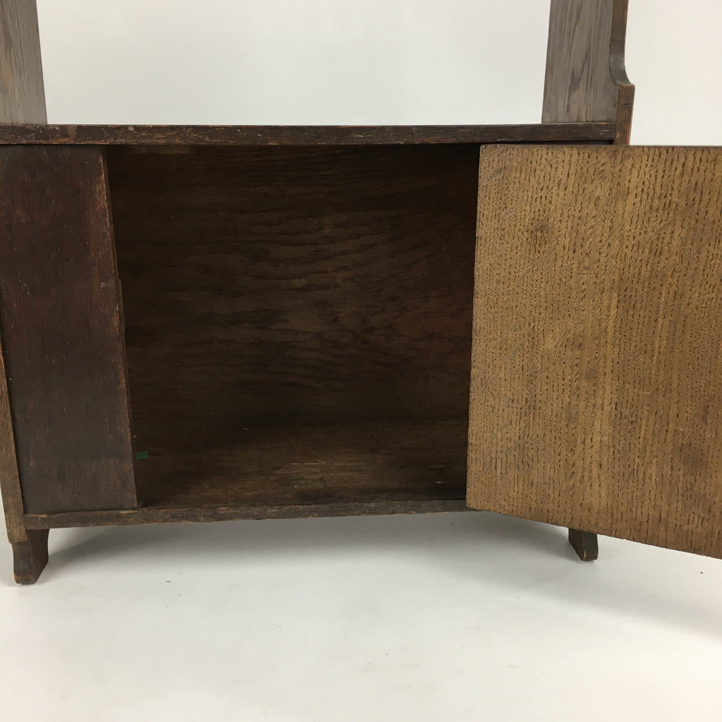 Antique C1900 Japanese Wood Shelf Hanging Rack Door With Lock Brown T275